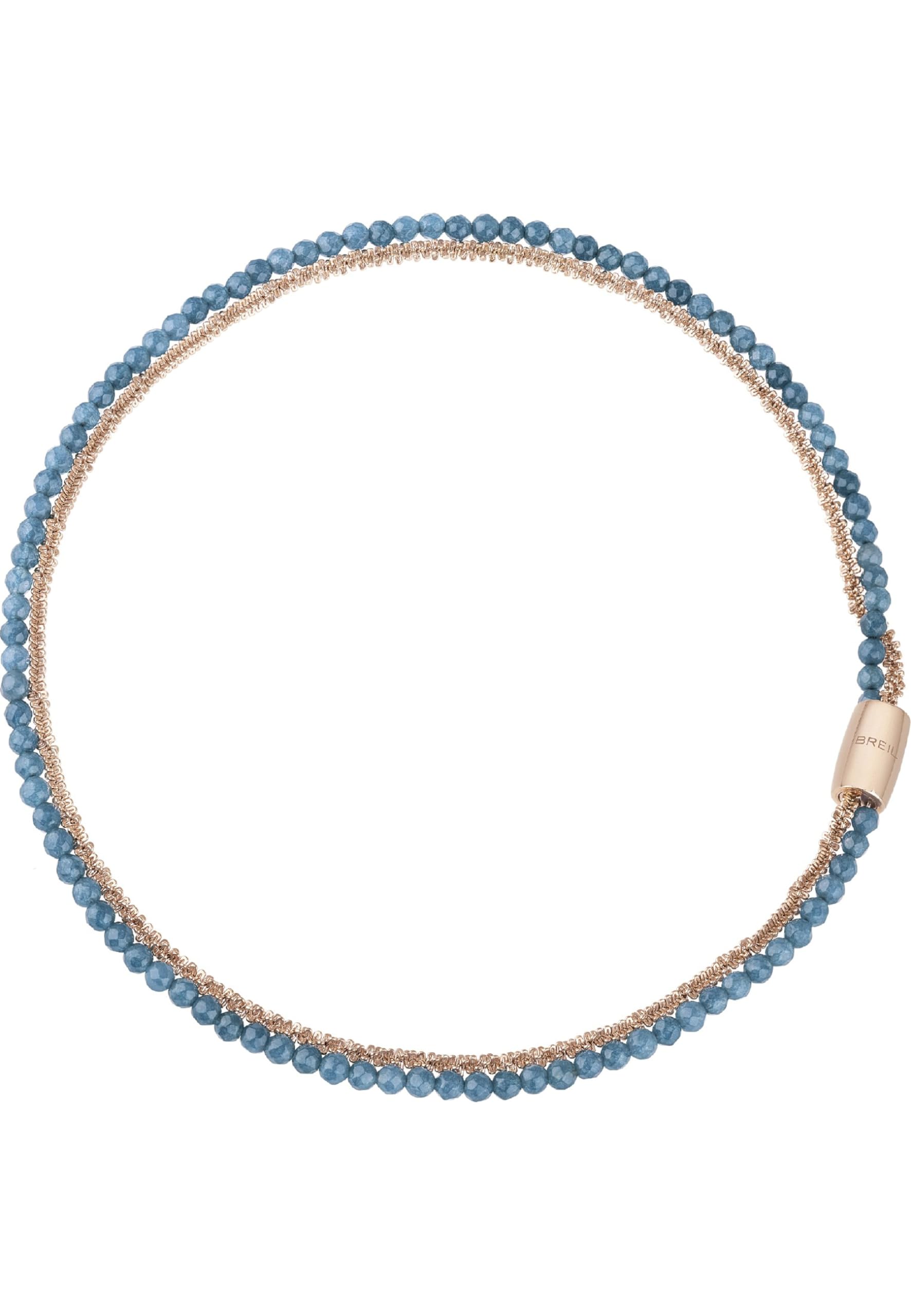 Breil, Collezione Magnetica System, Collana Donna, Girocollo con Catena a Margherita in Acciaio IP Lucido e Pietre Naturali Agata, Pratica Chiusura con Magnete