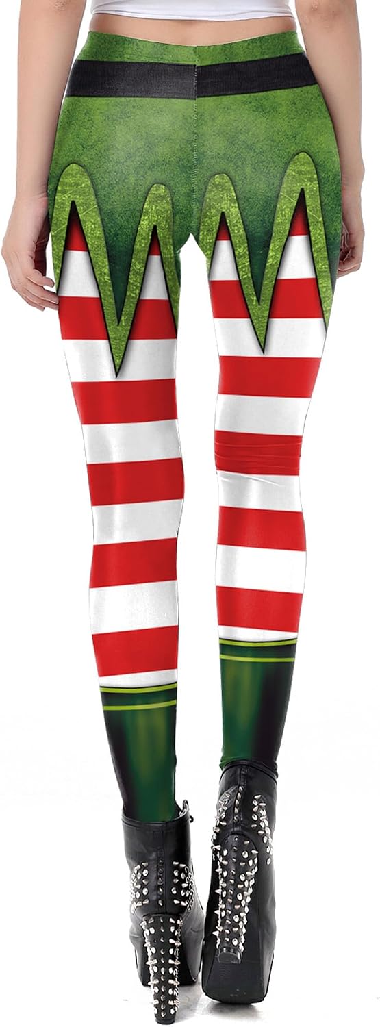 SEAUR Women's Ugly Christmas Holiday Leggings Funny 3D Printed Xmas Tights Pants High Waist Sexy Skinny Yoga Workout Legging