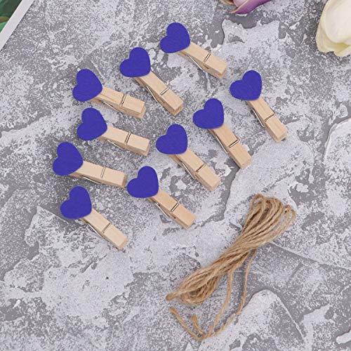 Amosfun 30 peças mini clipes de papel fotográfico em forma de coração, pregadores de madeira, cartõe