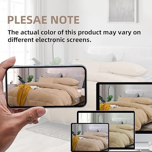 Miniatura 6 de L LOVSOUL - Edredón mullido, ultrasuave de microfibra peinada de alta calidad afelpada, (queen, 90 x 90 pulgadas, caqui)