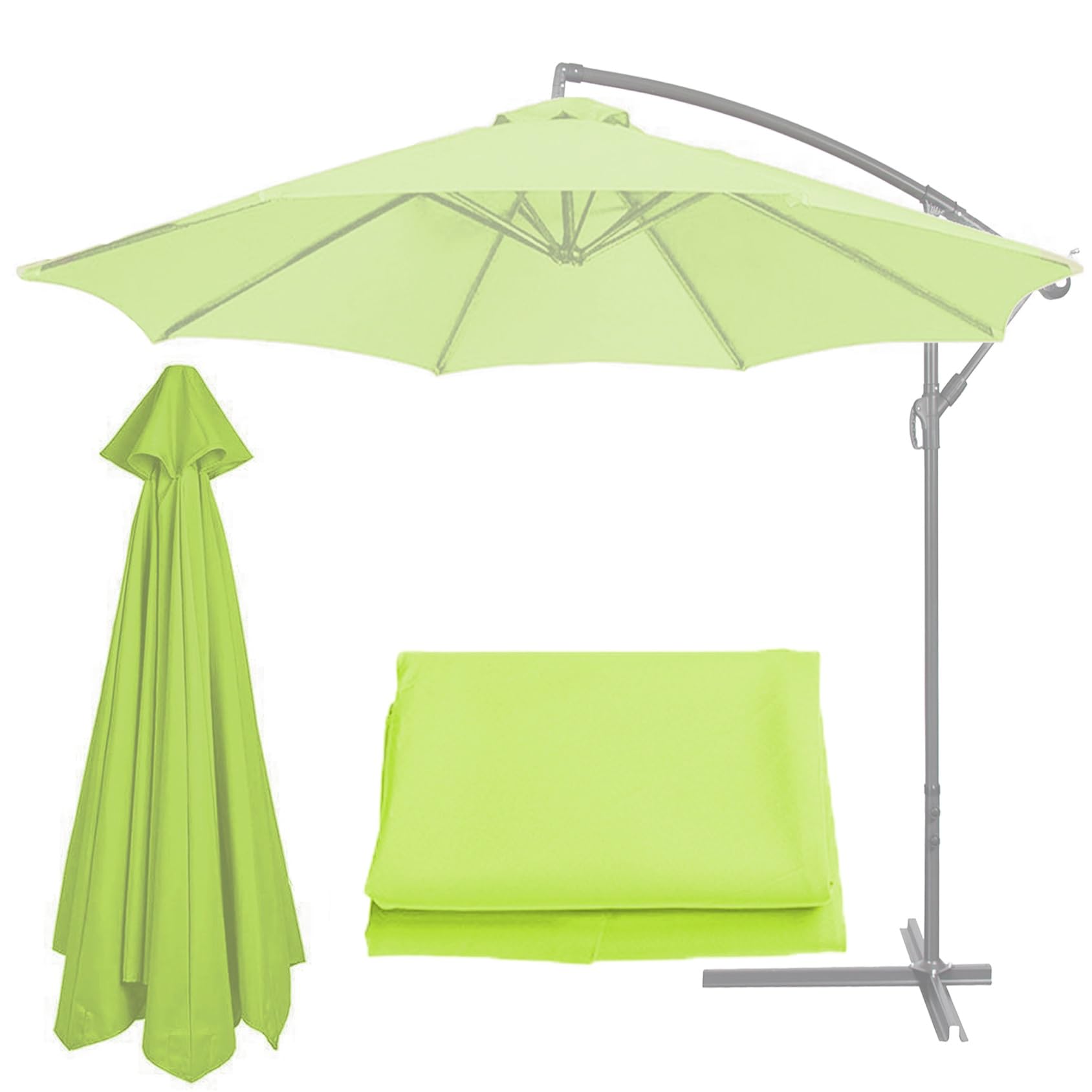 Replacement Parasol 6/8 Ribs Garden Patio Umbrella Fabric Canopy Cover - For Garden Patio Yard Beach Pool Market Table (2M/2.7M/3M) (Color : Grass green, Size : 6 ribs-2.7m(8.8ft)) โ image 1