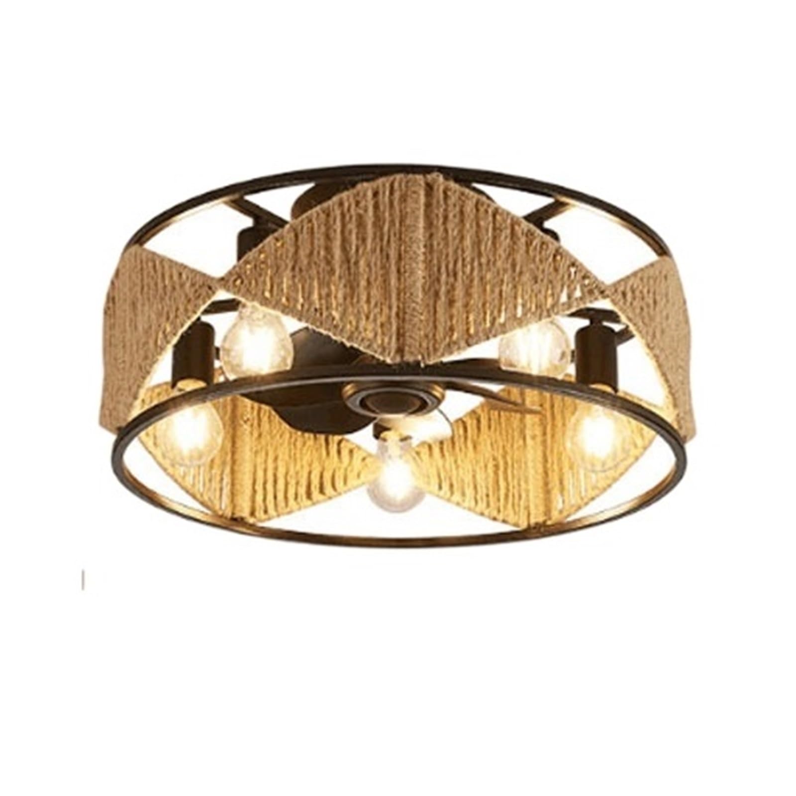 TRDEWR Chandeliers Lights Led Ceiling Fan Pendant Lamp Art American Iron Industrial Wind Hemp Rope Restaurant Bedroom Hall Coffee Shop Good Light and Shadow Effects(Model 4)