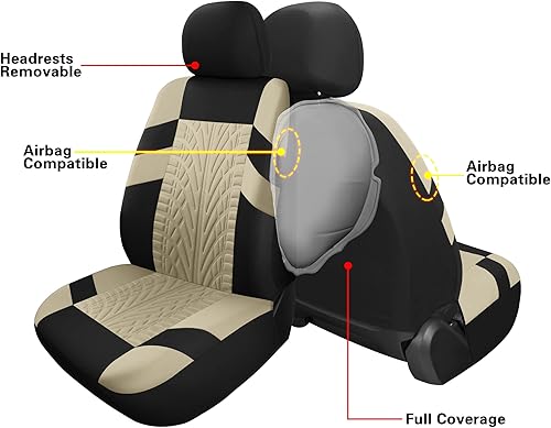 Miniatura 6 de VarCozy - Juego completo de fundas de asiento de asiento delantero y trasero dividido para automóvil, fundas para SUV, sedán, camioneta compatibles