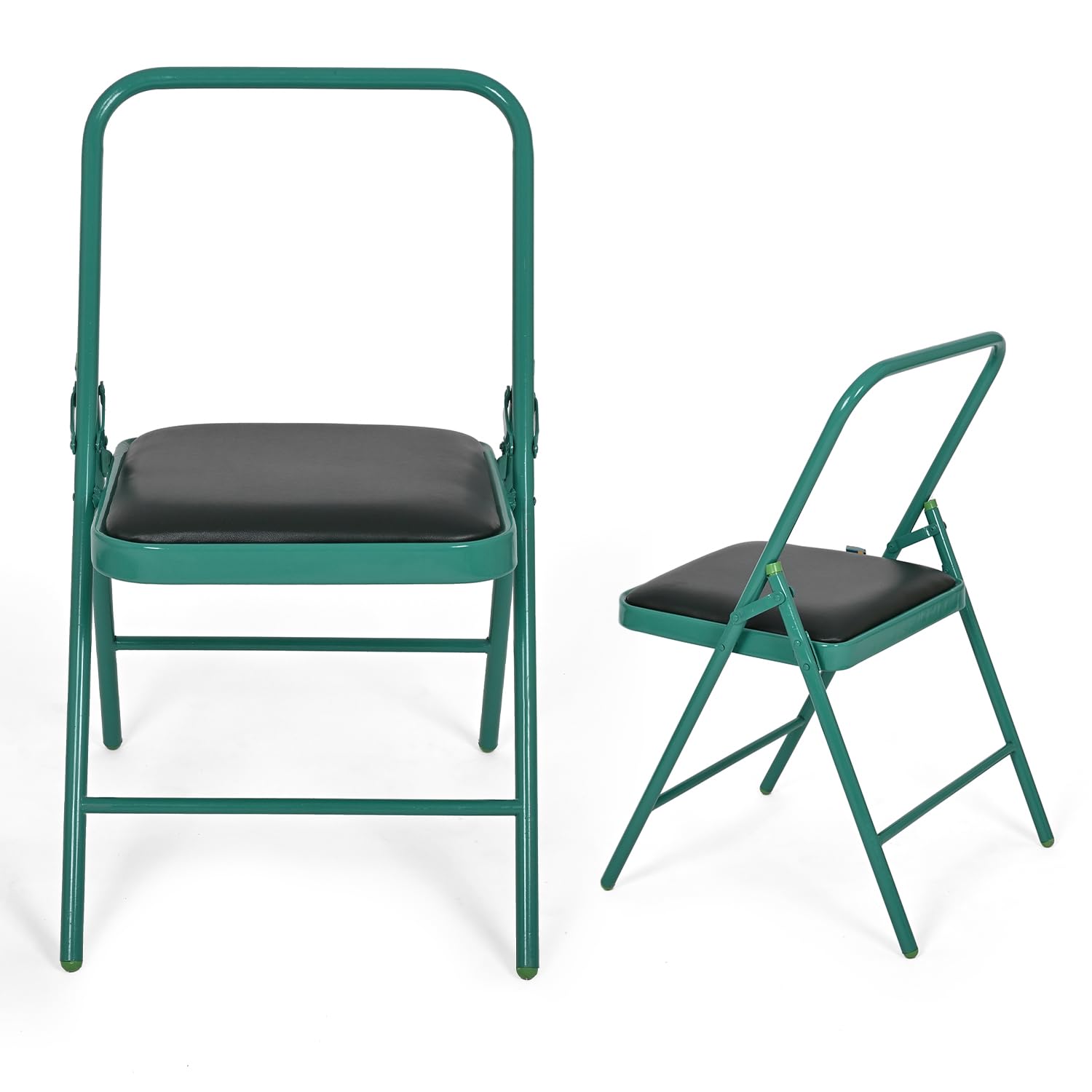 Wiselife Yoga Chair Backless Folding Carbon Steel Yoga Chair for Fitness, Meditation with Cushion Seat (Green)