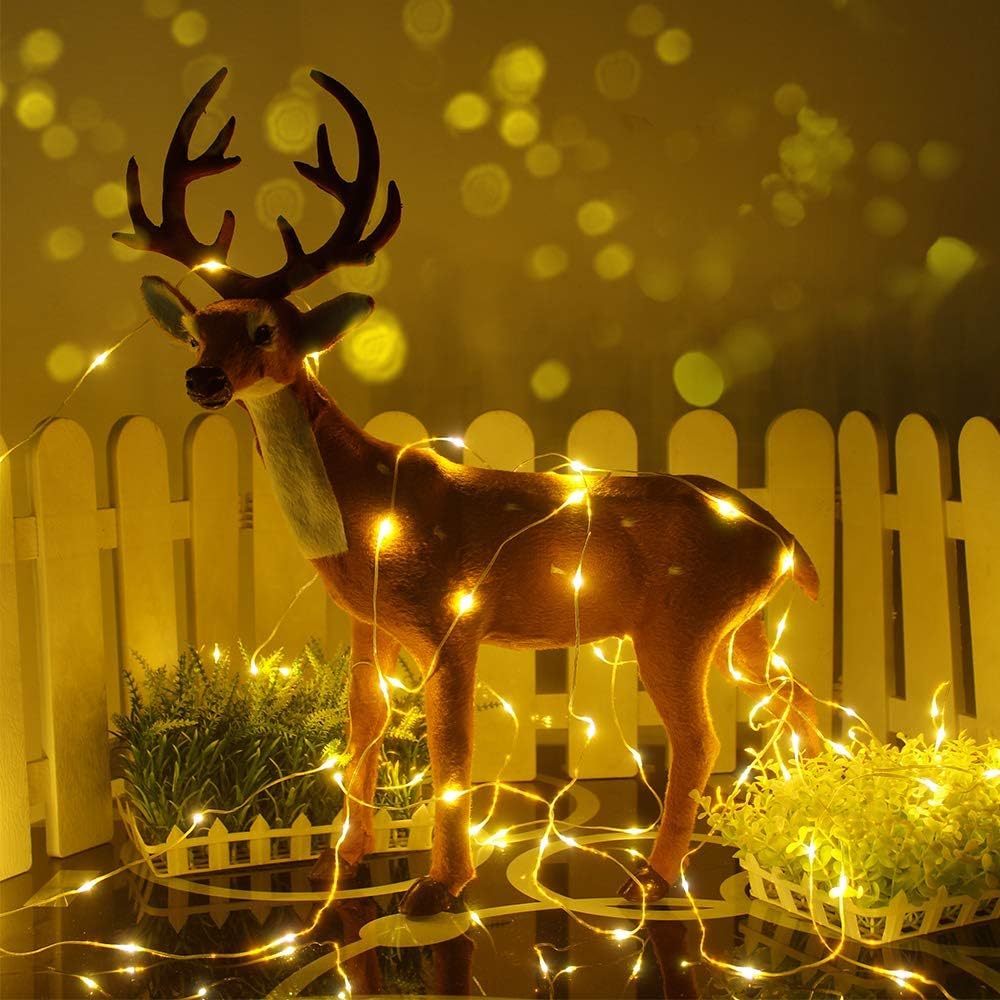 DreiWasser Patio Umbrella Lights (Newest Version), 8 Strings 8 Modes 104 LED Warm White Lights with Remote Control Outdoor/Indoor Waterproof (Batteries Not Included) (Battery-Powered)