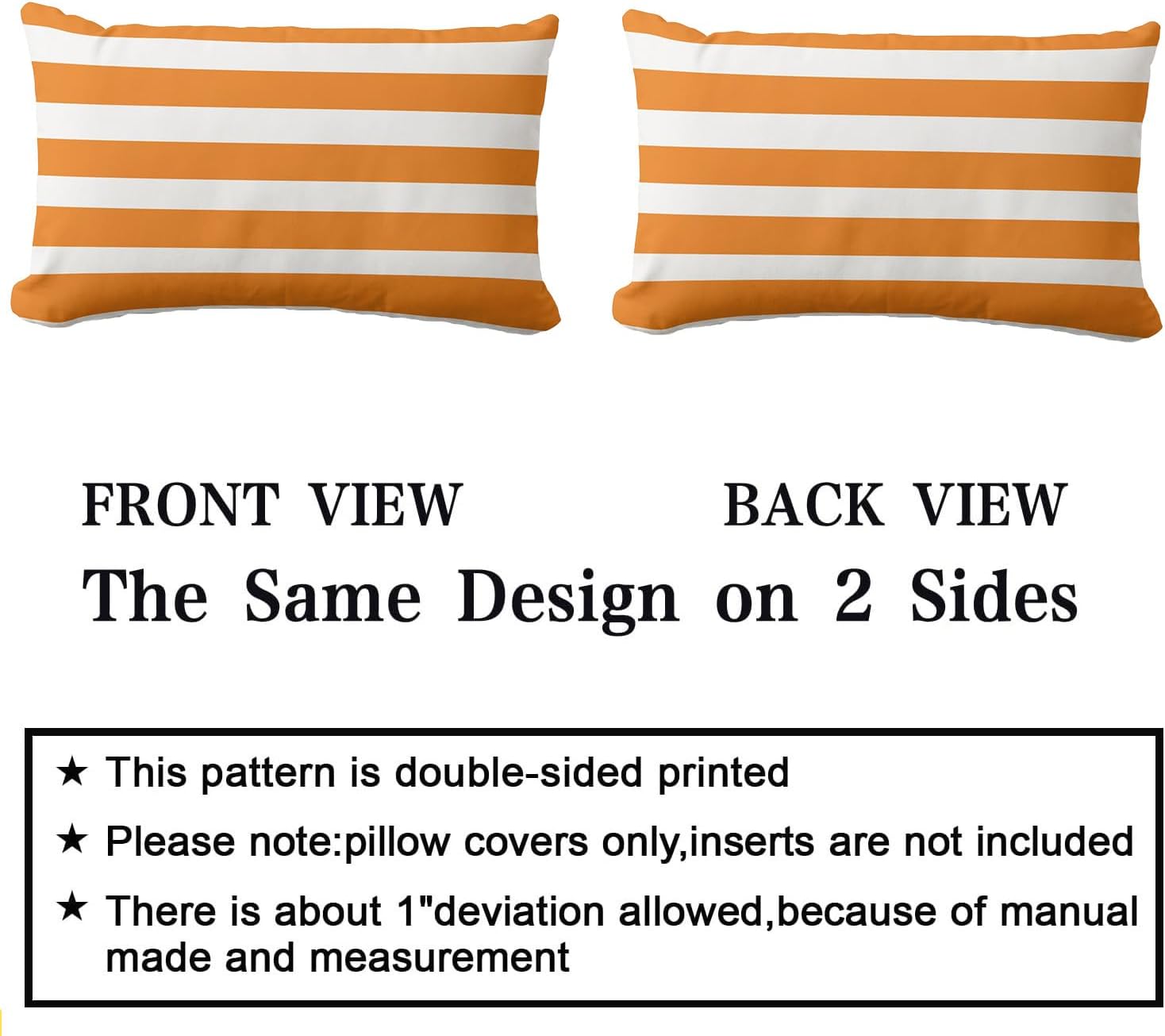 Classic Stripes Bright Orange and White Throw Pillow Covers Modern Geometric Farmhouse Decorative Pillow Case Cover (16x24 inch,40 x 60cm)