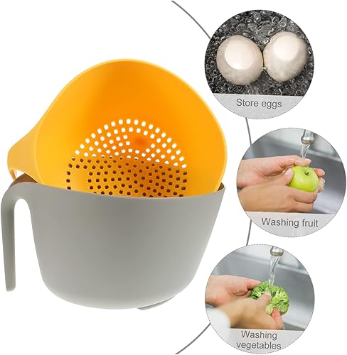 Miniatura 7 de Cesta escurridor de doble capa, colador de cocina para el hogar, colador de frutas de cocina, contenedores de cocina, cesta de lavado y colador, 1 ud