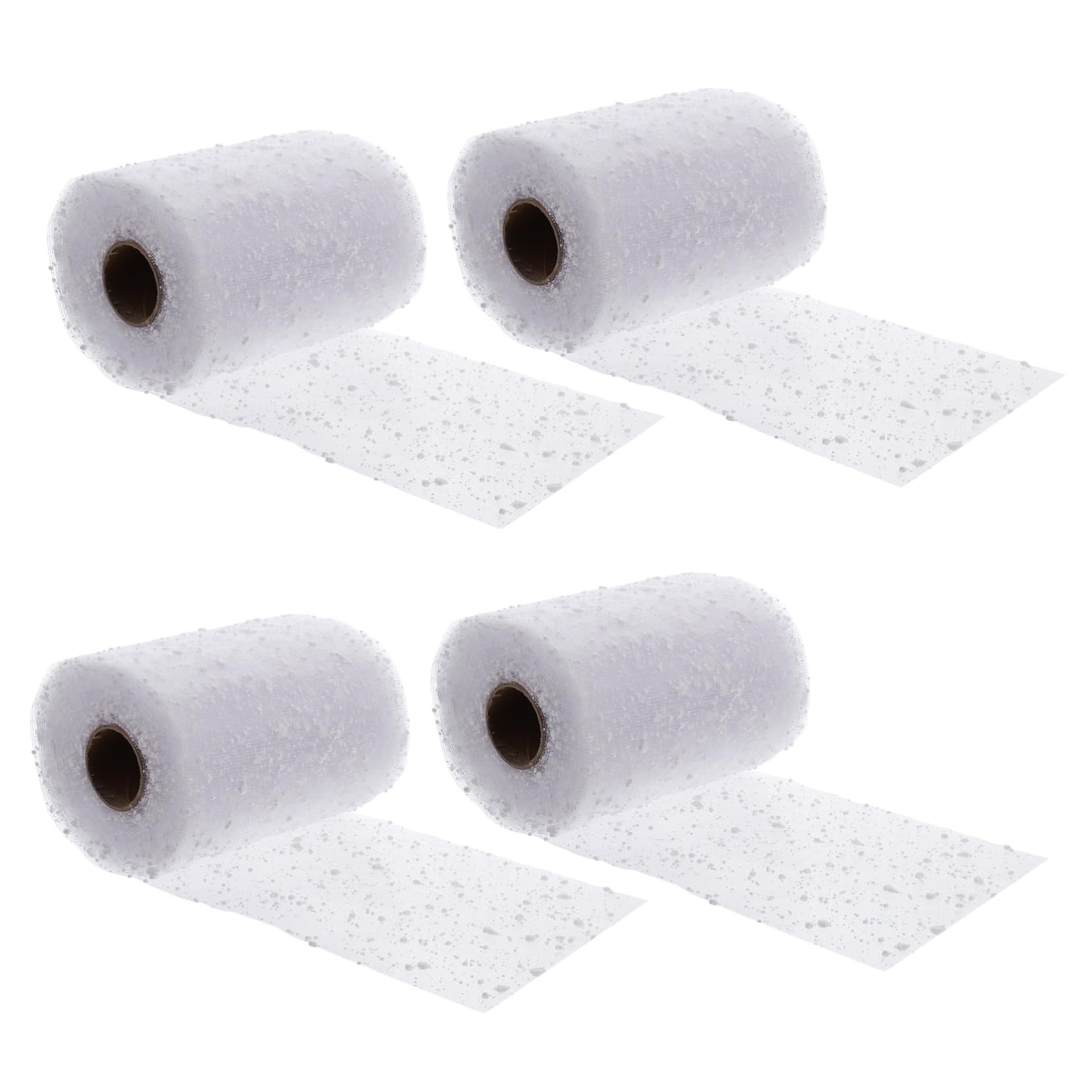 4rouleaux Décoratif Tulle Pour Bouquet De Élégant Avec Motif De Neigeuses Pour Décorations De Et