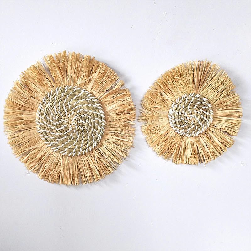 Sets de table en jacinthe d'eau naturelle napperons ronds paille tressée 26cm