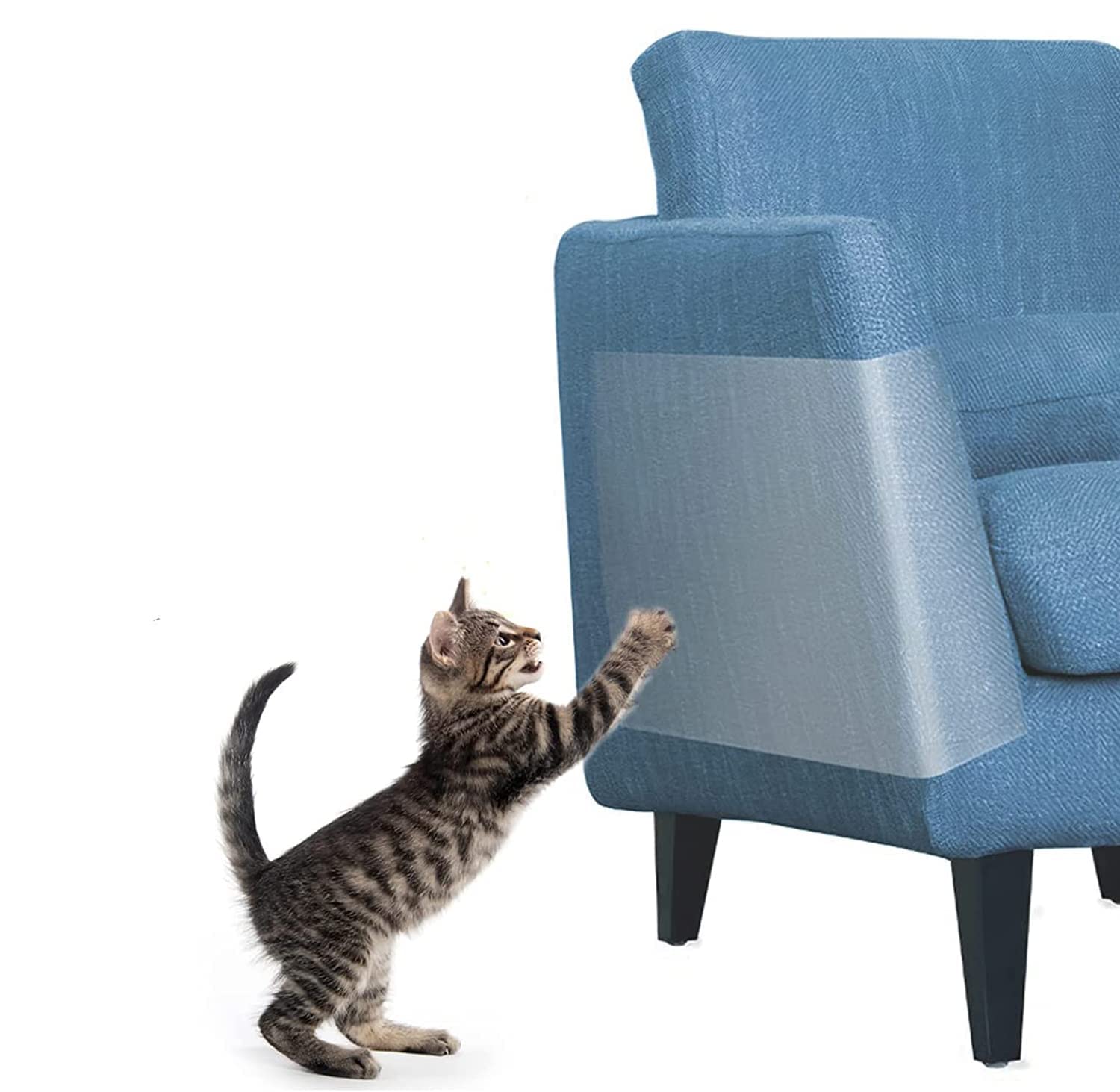 8Pcs Cat Scratch Furniture Protector Large (12" X 17") Cat Couch Protector Clear Double Sided Training Tape Anti Scratch Cat Deterrent Sheet Cat Sticky Paws Tape 12X17 Inch (Pack Of 1)