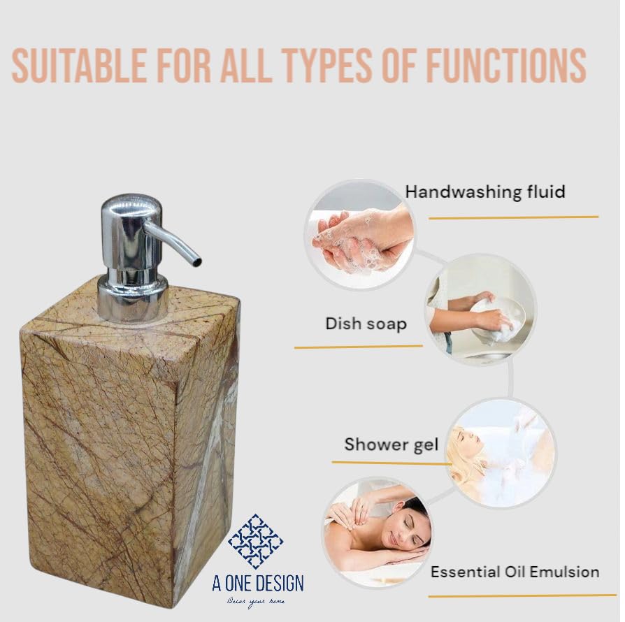 Image of Rainforest Golden Brown Marble Bathroom Accessories Set - 3-Piece Premium Set with Soap Dispenser, Tumbler & Soap Dish Weight 2500 g.