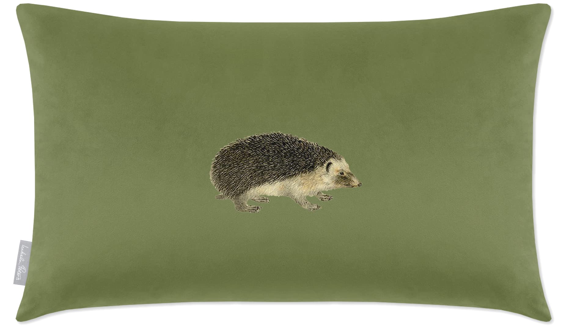 Izabela Peters Hedgehog - Sage Cushions With Covers Included, Filled Cushion, Eco-Friendly Velvet Cushions, 50 X 30 Cm, Chair Cushions, Sofa Cushions, Seat Cushions