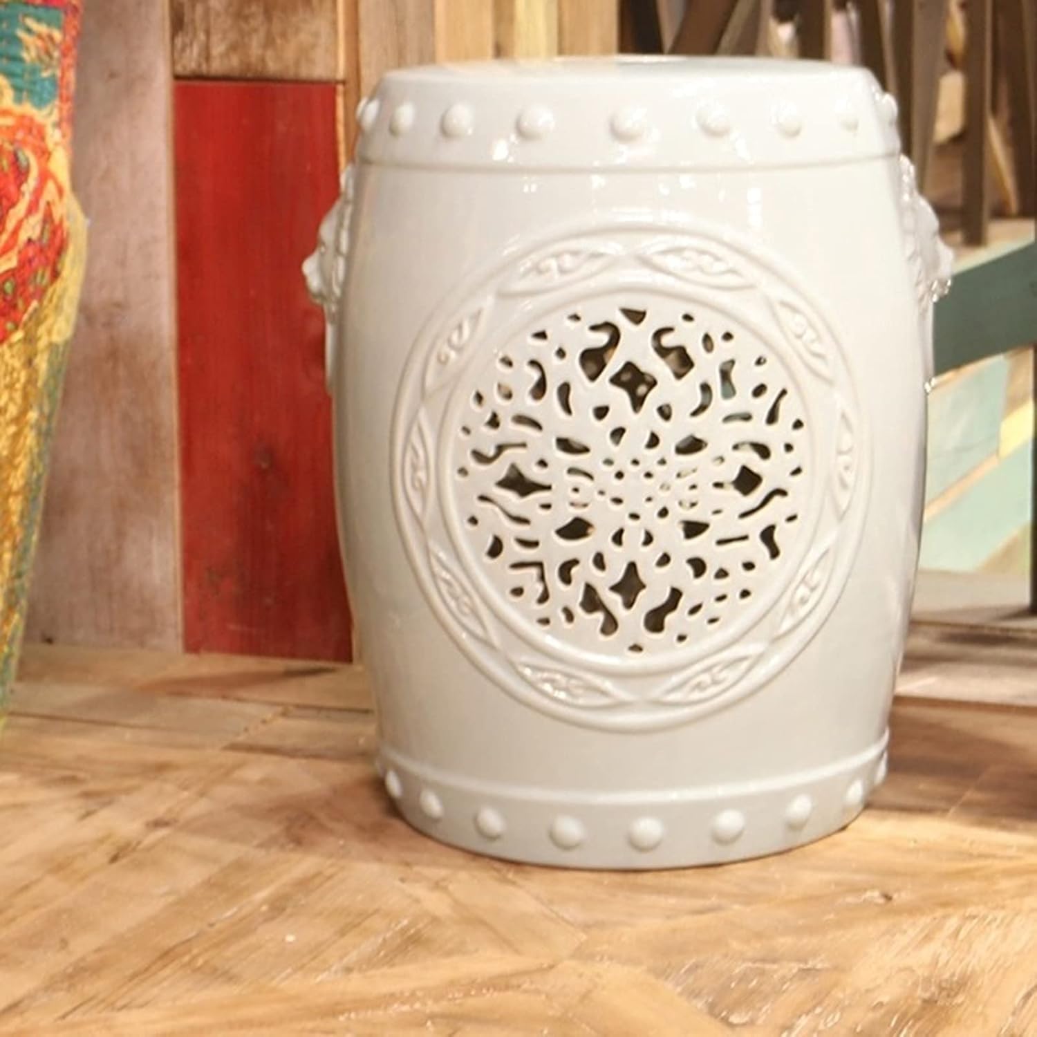 Decorative Garden stools, Ceramic Garden Drum Stool, Garden Decorative Stool, Suitable for Garden, Patio, Lawn(Light Blue)