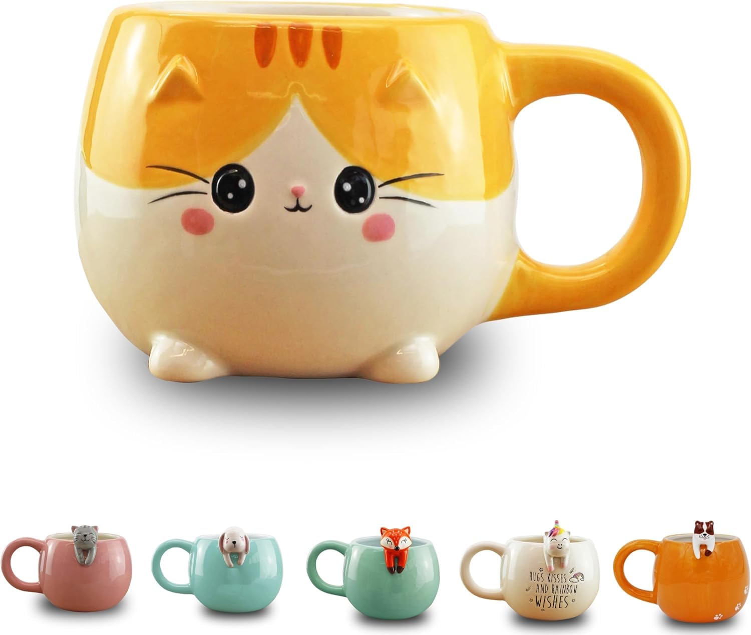 Winkee - Pet Friends Coffee Mug | The Sweet Coffee Cup & Tea Mug in Large | Cute Coffee Mug | Large Mug Approx. 350 ml | Gift for Birthday, School, Christmas, Valentine's Day