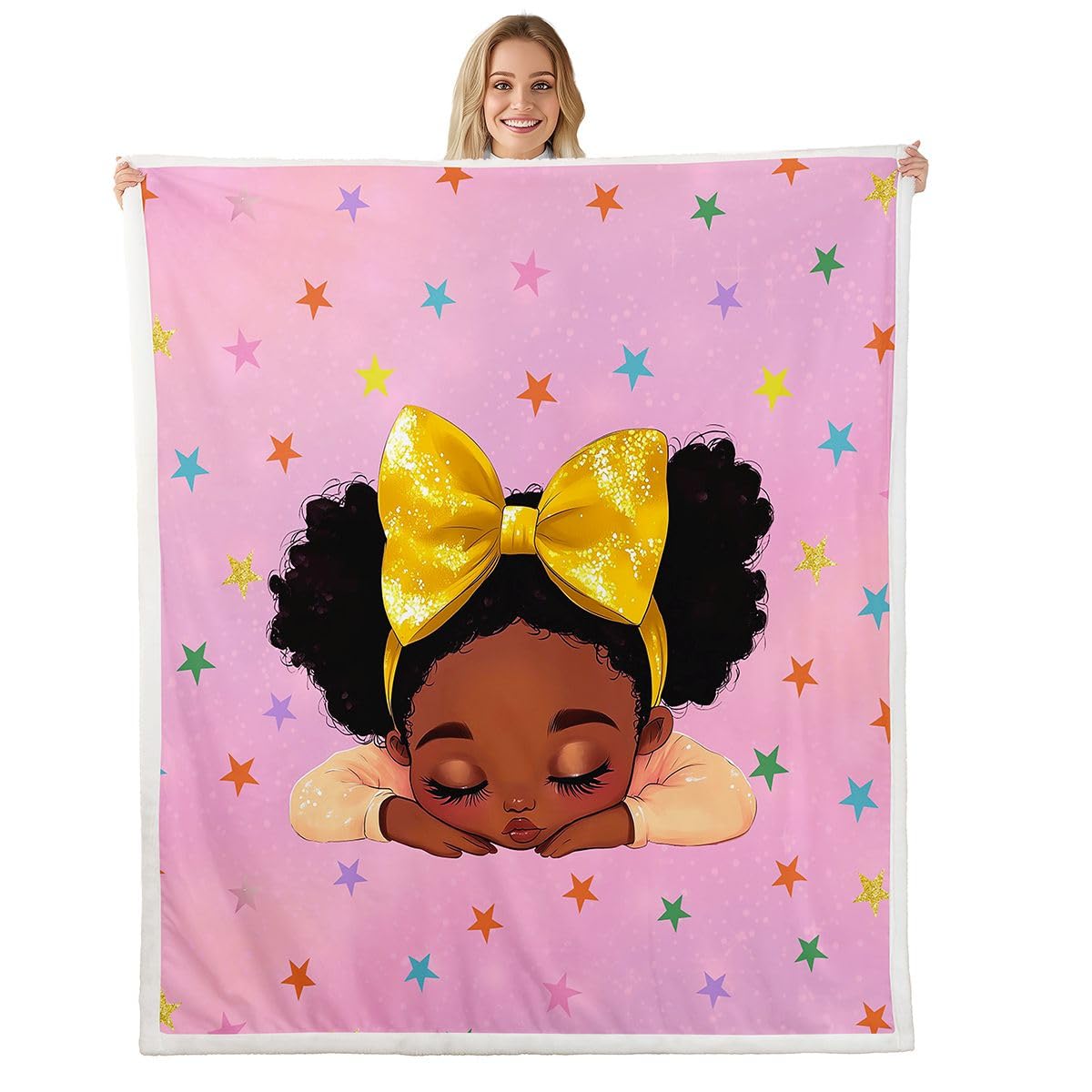 Couverture princesse africaine grand lit plaid deco fille noeud paillete