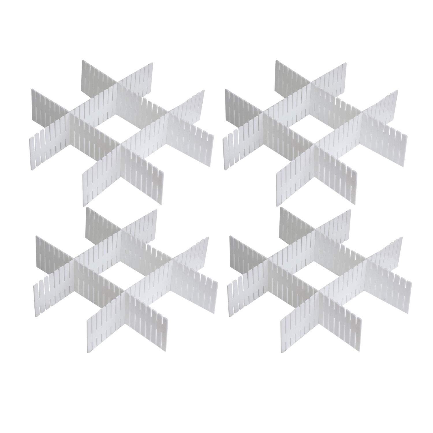 TRIXES 16PC Drawer Dividers Adjustable Drawer Organizer White Drawer Organiser 32 x 7 cm DIY Cut as Needed for Socks, Underwear, Makeup, Kitchen, Bedroom, Dresser