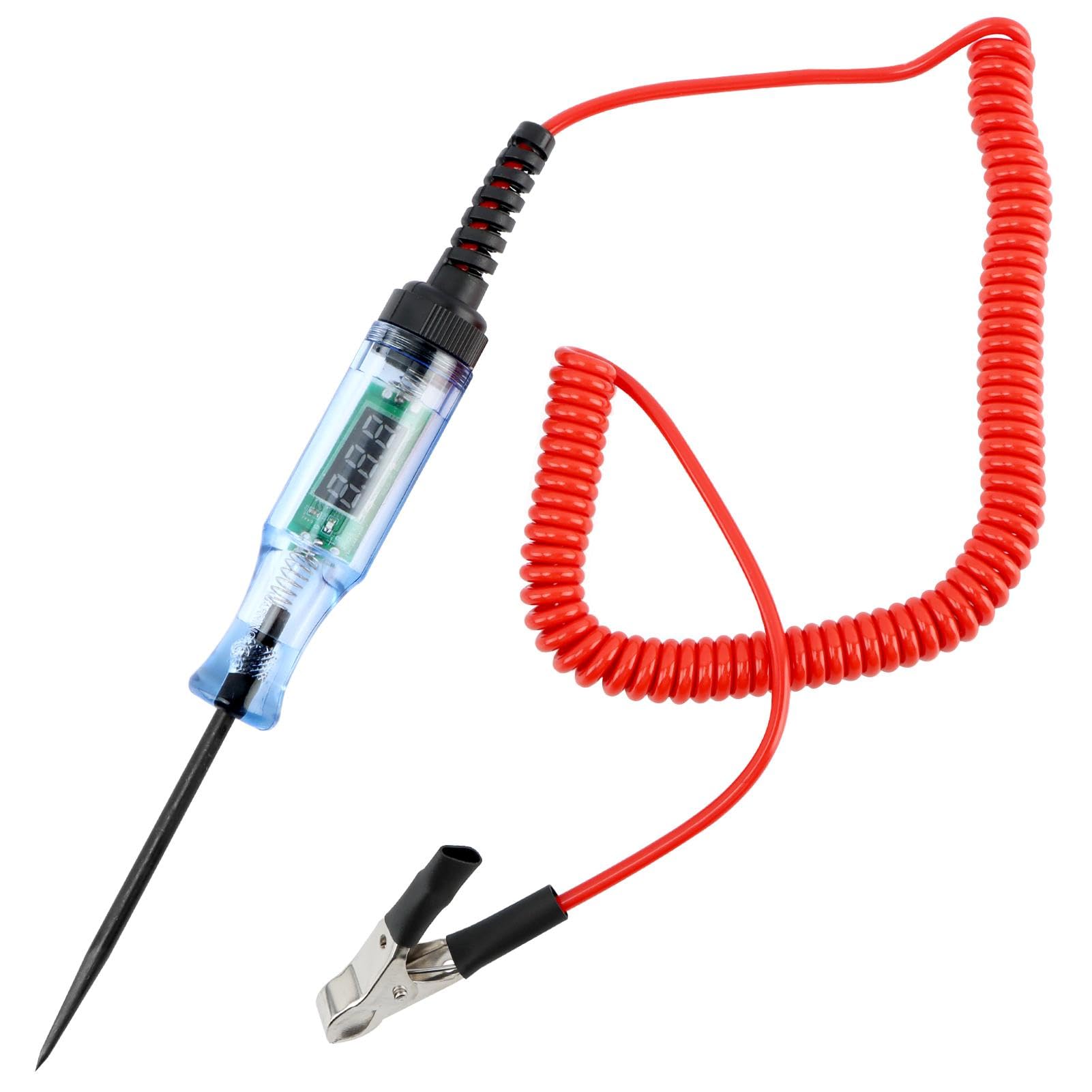Automotive Test Light with 3-48V LED Digital Display, Auto Bidirectional Voltage Tester with Extended Spring Wire and Probe, Vehicle Circuits Low Voltage Light Test Pen