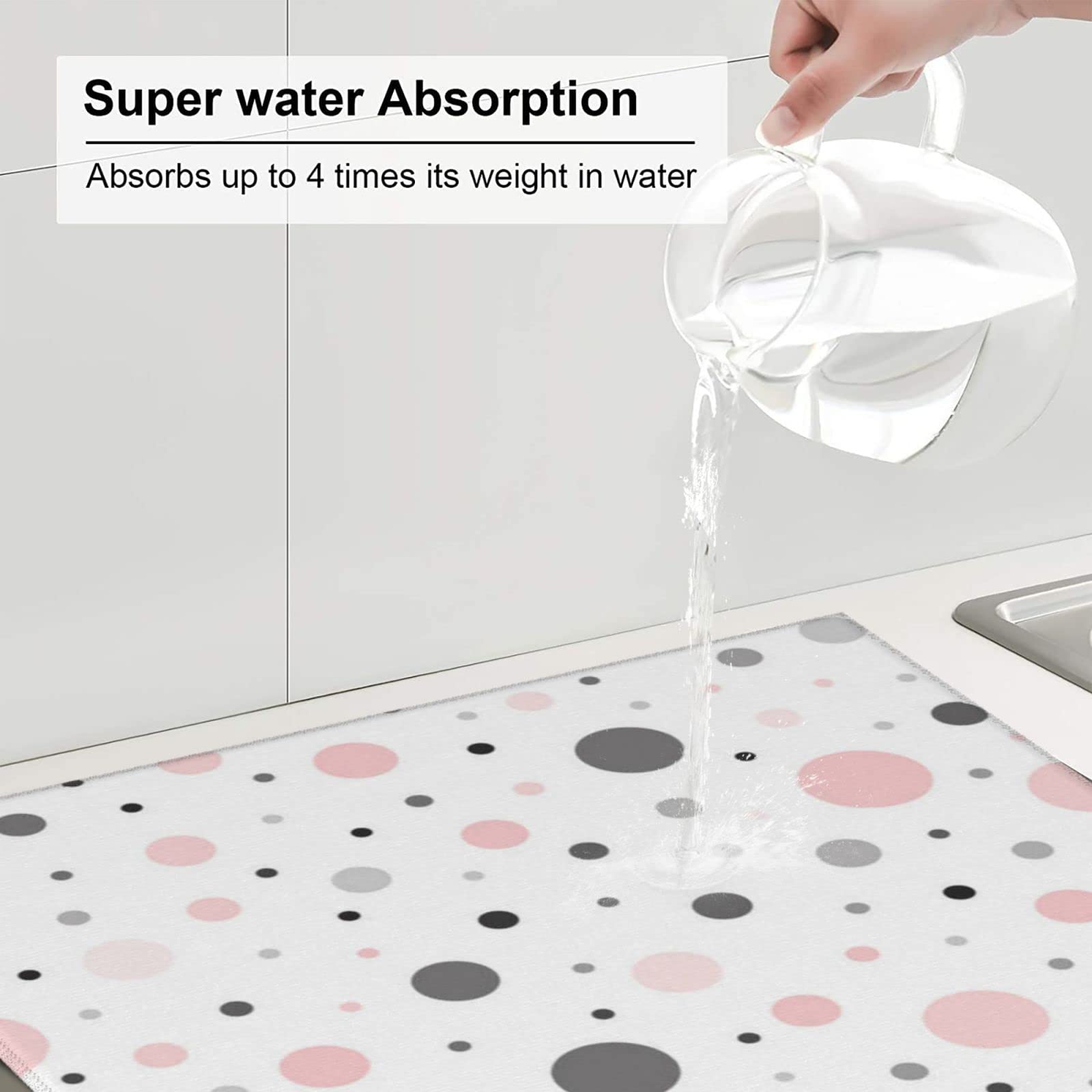 Tapis Égouttoir à Vaisselle Absorbant 40x45 Cm | Tapis De Comptoir De Cuisine Antidérapant | Pour Assiettes, Casseroles | Lavable En Machine - 4