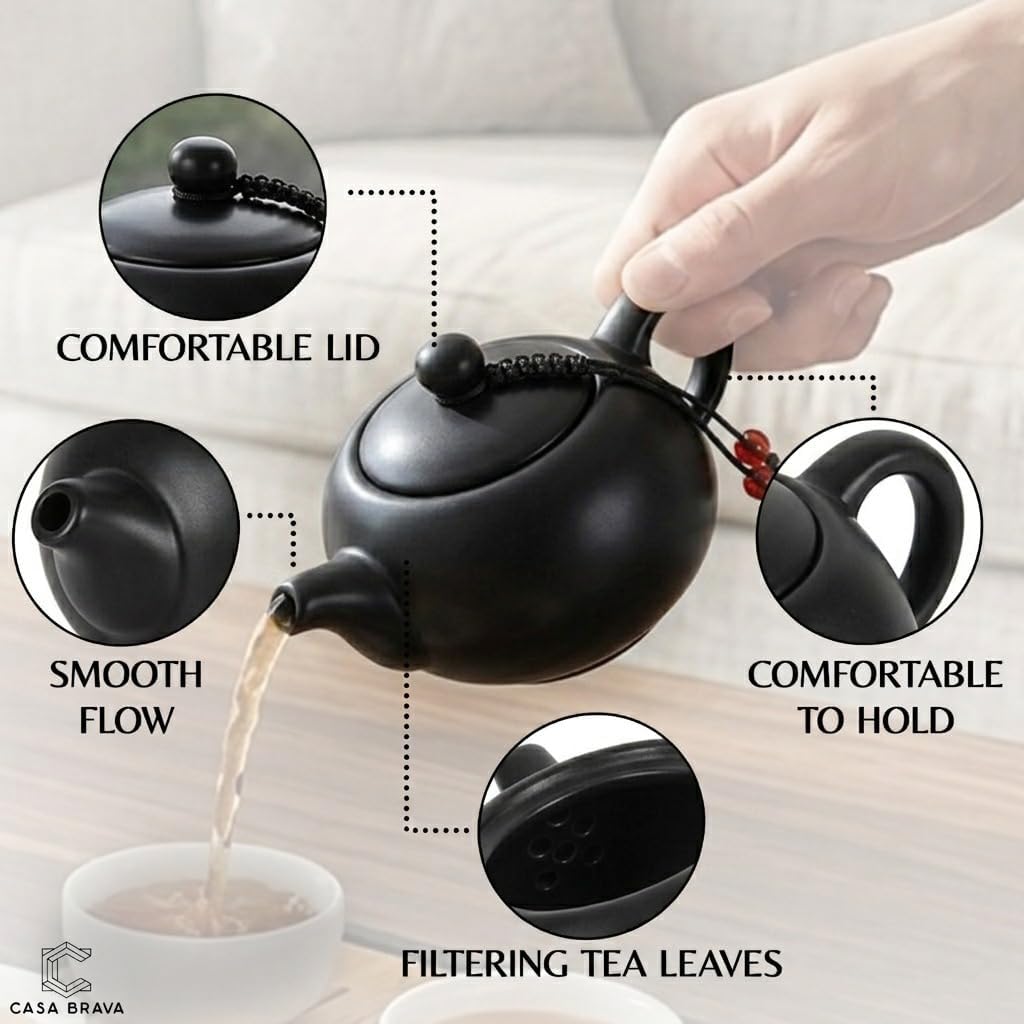 Travel Tea Set Portable Kung Fu Tea Set – Complete Gongfu Tea Set with Ceramic Teapot, 4 Cups, Bamboo Tray, Strainer & Travel Case – Chinese Japanese Asian Tea Ceremony Set for Adults
