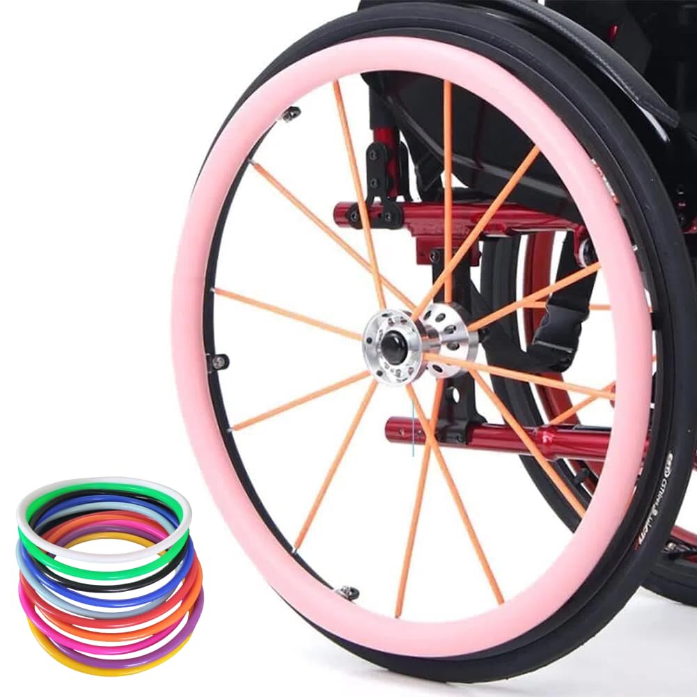 Funda Protectora Resistente Al Desgaste Aro Empuje, Fundas Silicona Antideslizantes Aro Empuje Silla Ruedas de 50, 56 y 60 Cm, Accesorios EmpuñAduras Rueda Trasera