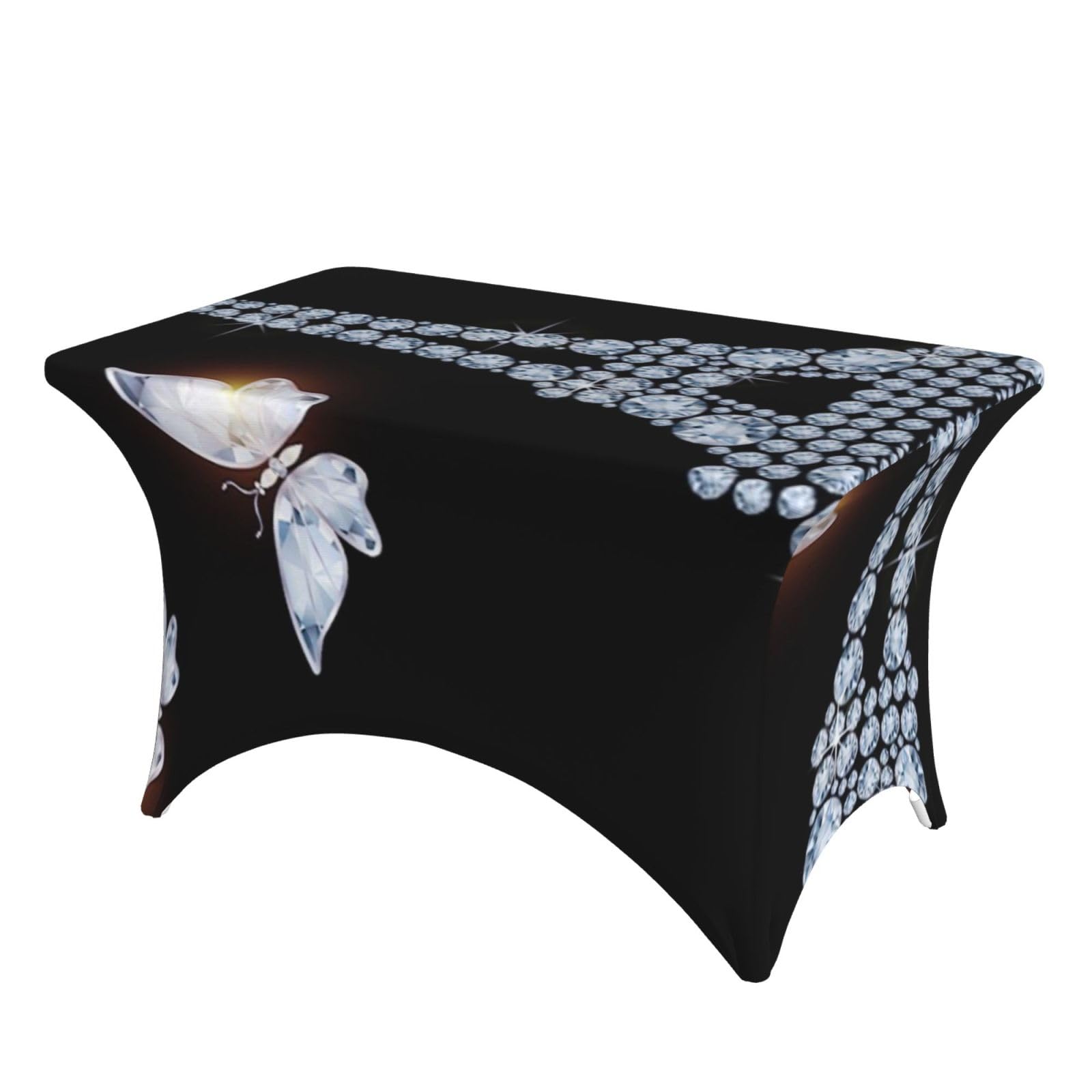 Dcehgew Eiffel Tower 4Ft Spandex Rectangular Table Cloth, Printed Fitted Elastic Tablecloths Washable Table Cover For Event, Wedding, Banquet & Party