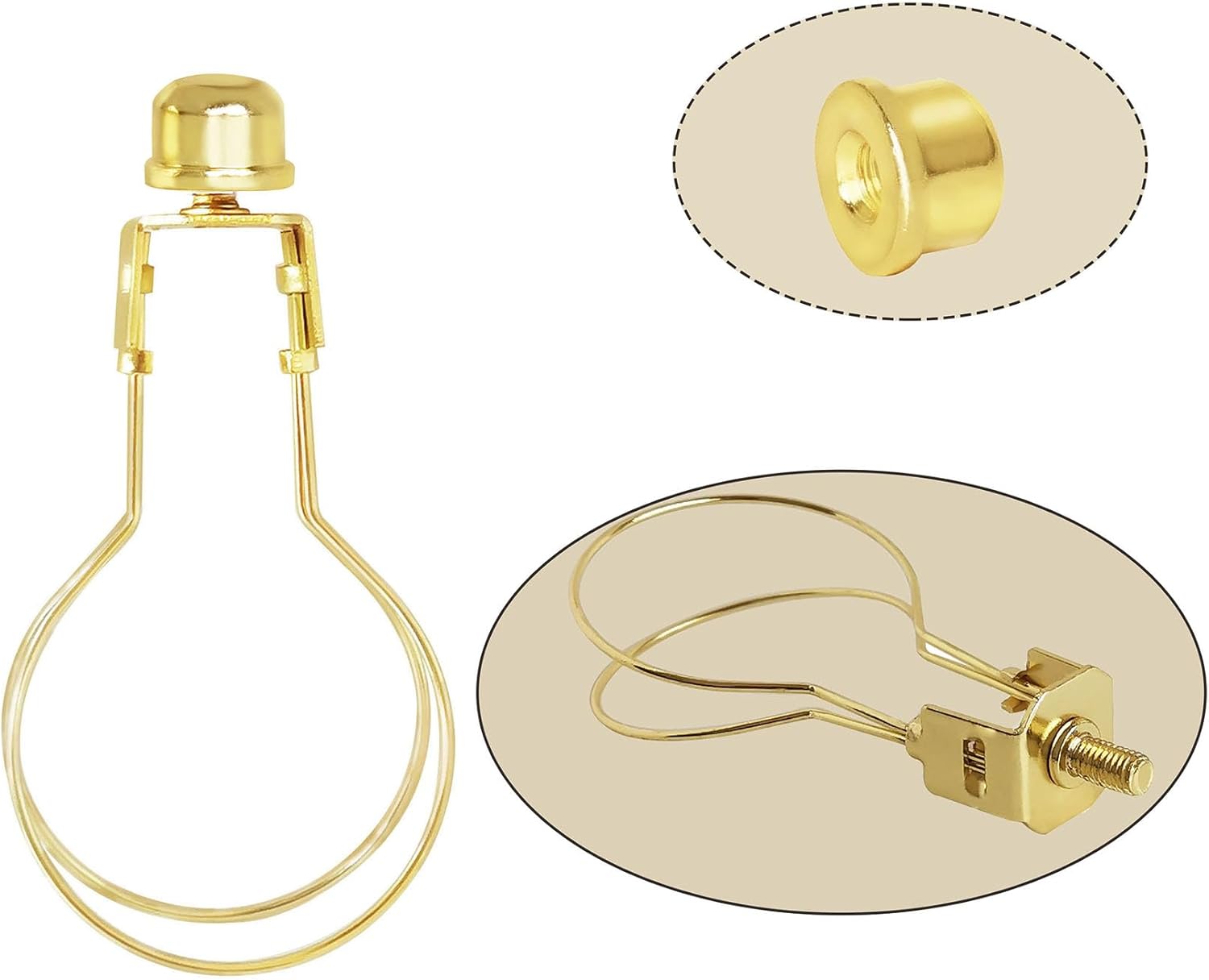 GY & CK® Clip on Lampshade Adapter Light Bulb Clip Adapter, Clip On Light Bulb Adapter with Finial Set DIY Lighting Accessories Brass (2 PACK)