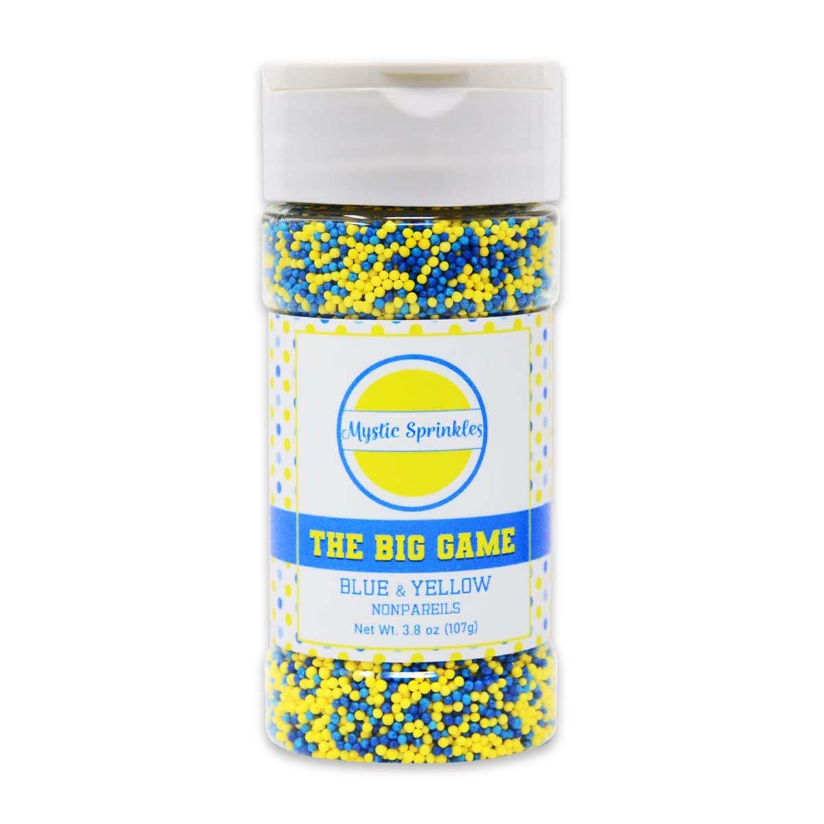 Mystic Sprinkles The Big Game Nonpareil Mix 3.8oz Bottles (Blue & Yellow) - Image 3