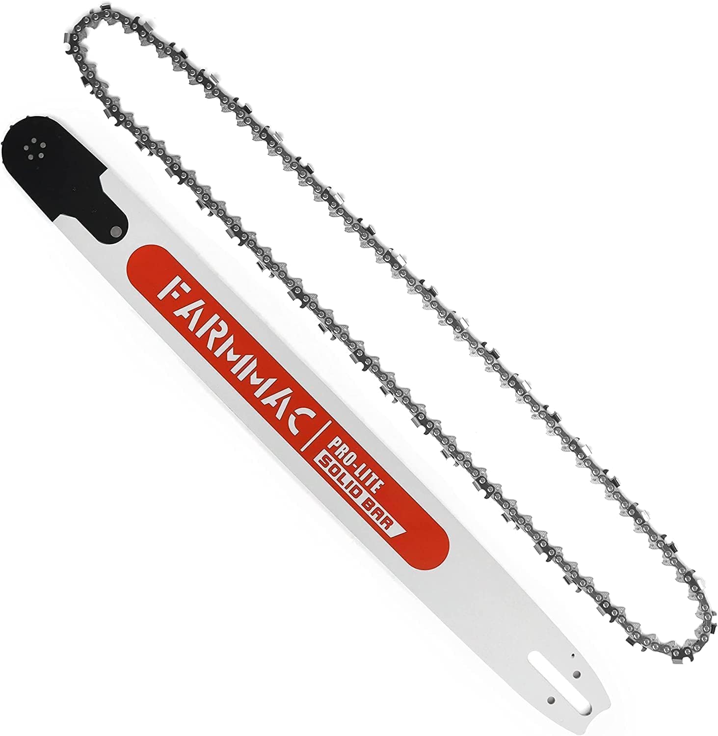 Photo 1 of FARMMAC 28 Inch Chainsaw Guide Bar & Chain Combo Alloy Chainsaw Bar, 3/8" Pitch 0.058" Gauge, 92 Drive Link, Full Chisel Chain,Fit for Husqvarna Echo Shindaiwa Poulan Partner Dolmar Jonsered