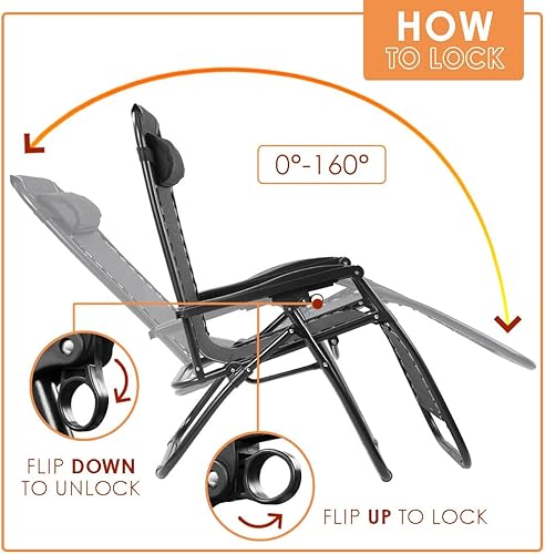 Miniatura 5 de CB COZY BOX CozyBox - Sillón ajustable de gravedad cero con tela de malla de acero silla reclinable con almohada cómoda, bandeja portavasos, y