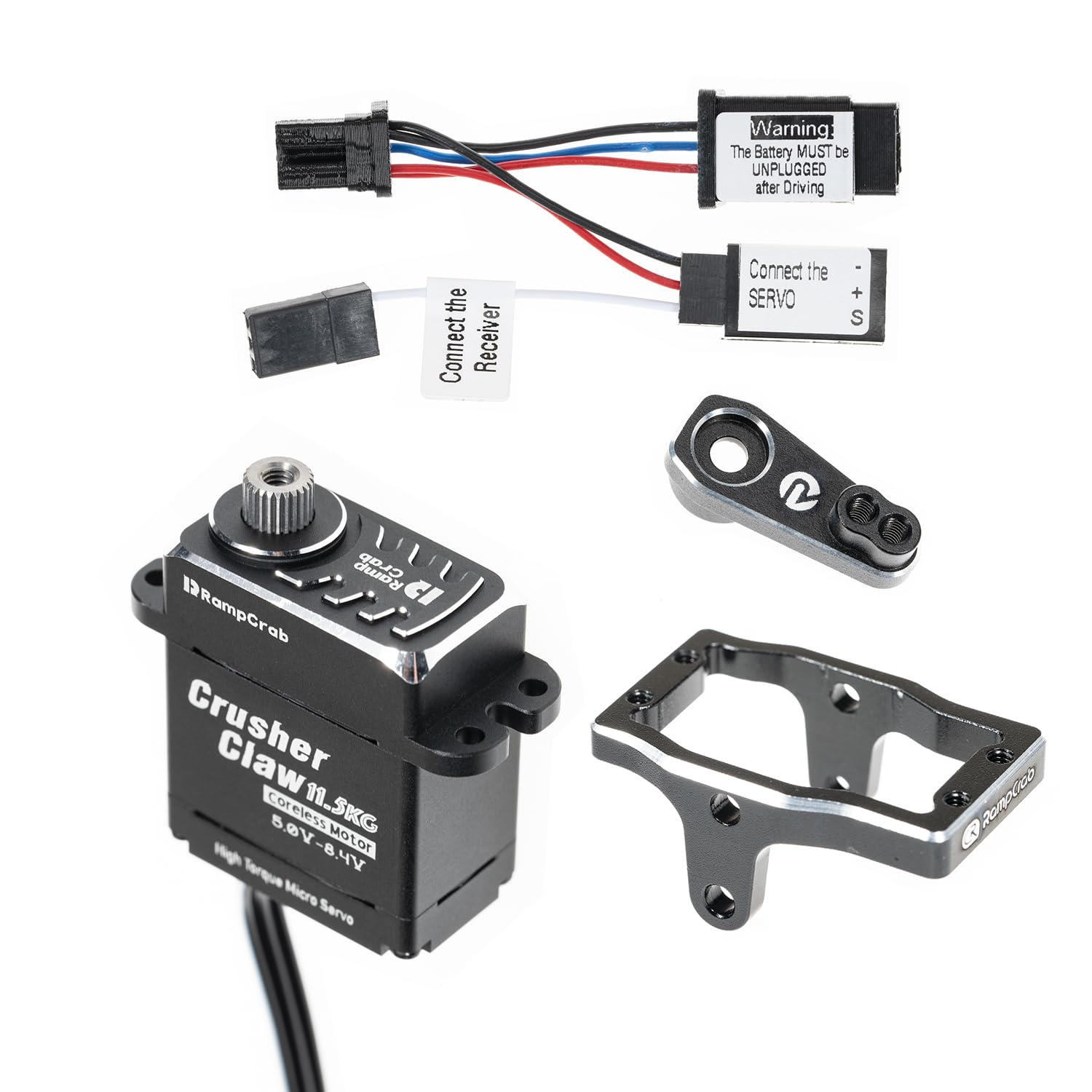 RampCrab Steering Servo 11.5KG for TRX4M,with Servo Mount Bracket and Servo Horn for TRX4M RC Crawler Car, Upgrades Parts for TRX4M Bronco, Defender, K10 (Black Horn)