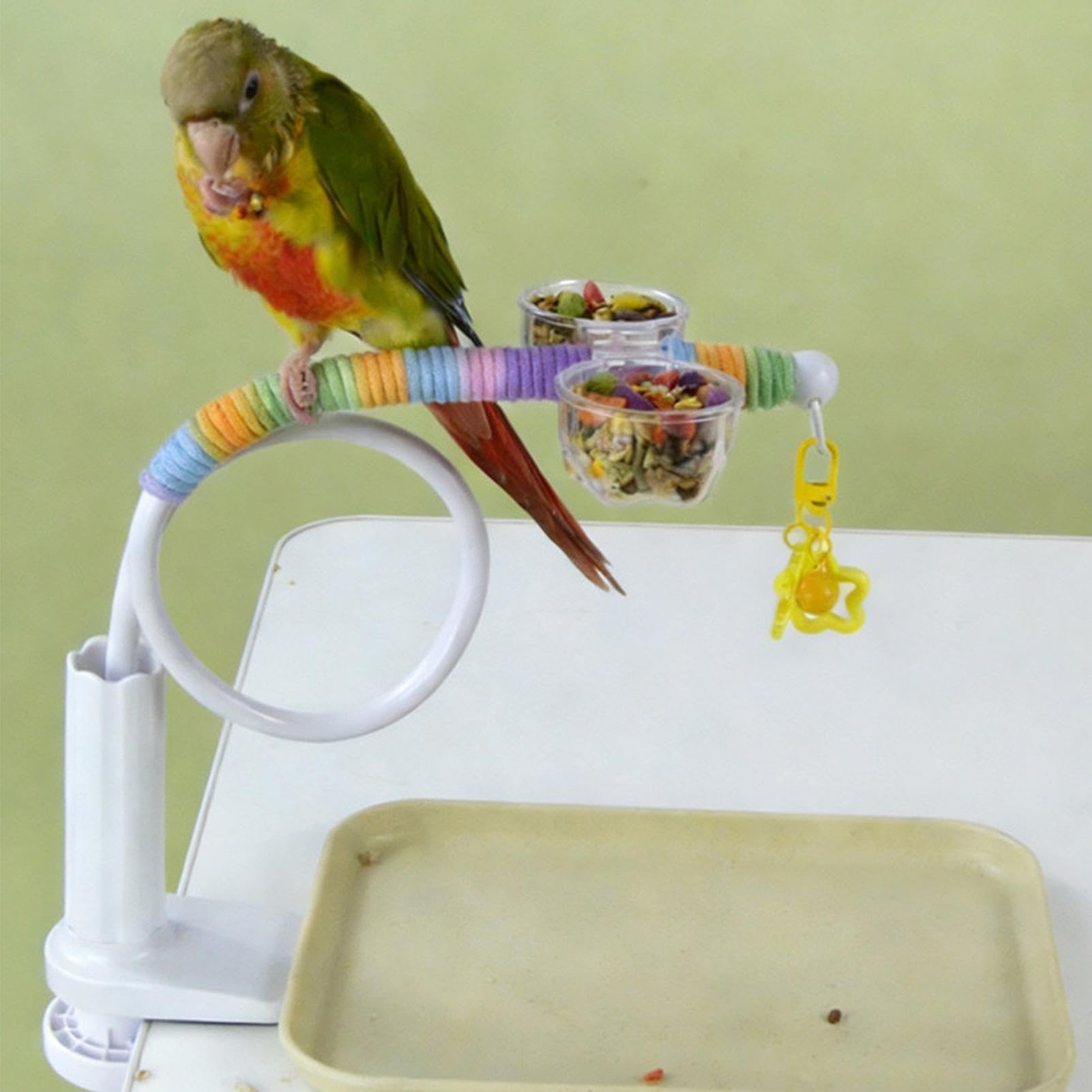 Jaula para pájaros – Parque infantil interactivo antideslizante y flexible | Soporte para pájaros, accesorios para jaula de periquitos, periquitos, periquitos, periquitos, guacamayos, forraje