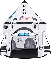 JOYIN Rocket Ship Pop Up Play Tent for Kids - Indoor Outdoor Spaceship Playhouse with Poles & Anchors