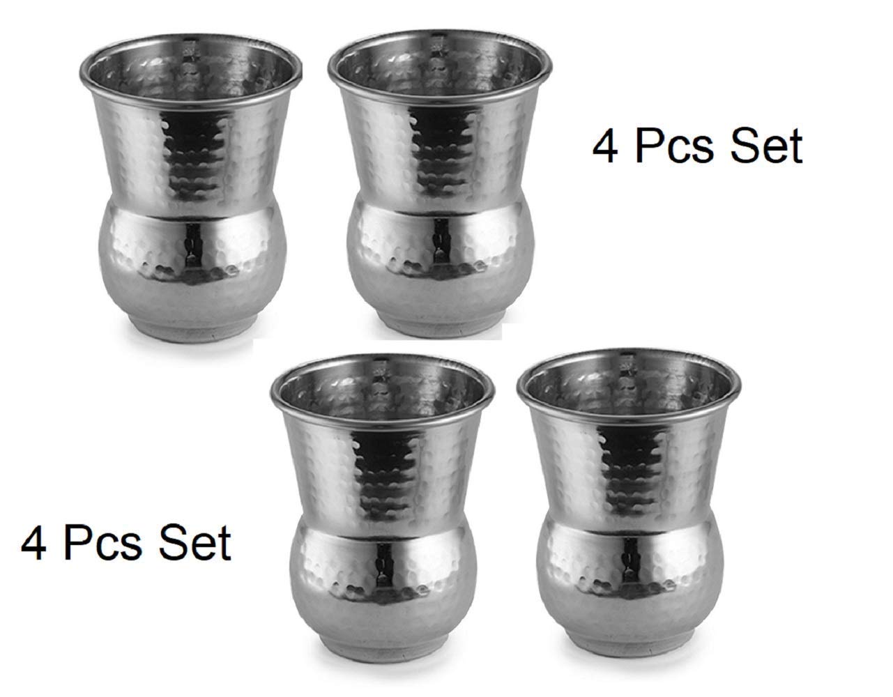 Hammered Steel Water Glasses - Set of 4 -4 Hammered Steel Water Glasses - Set of 4 -4