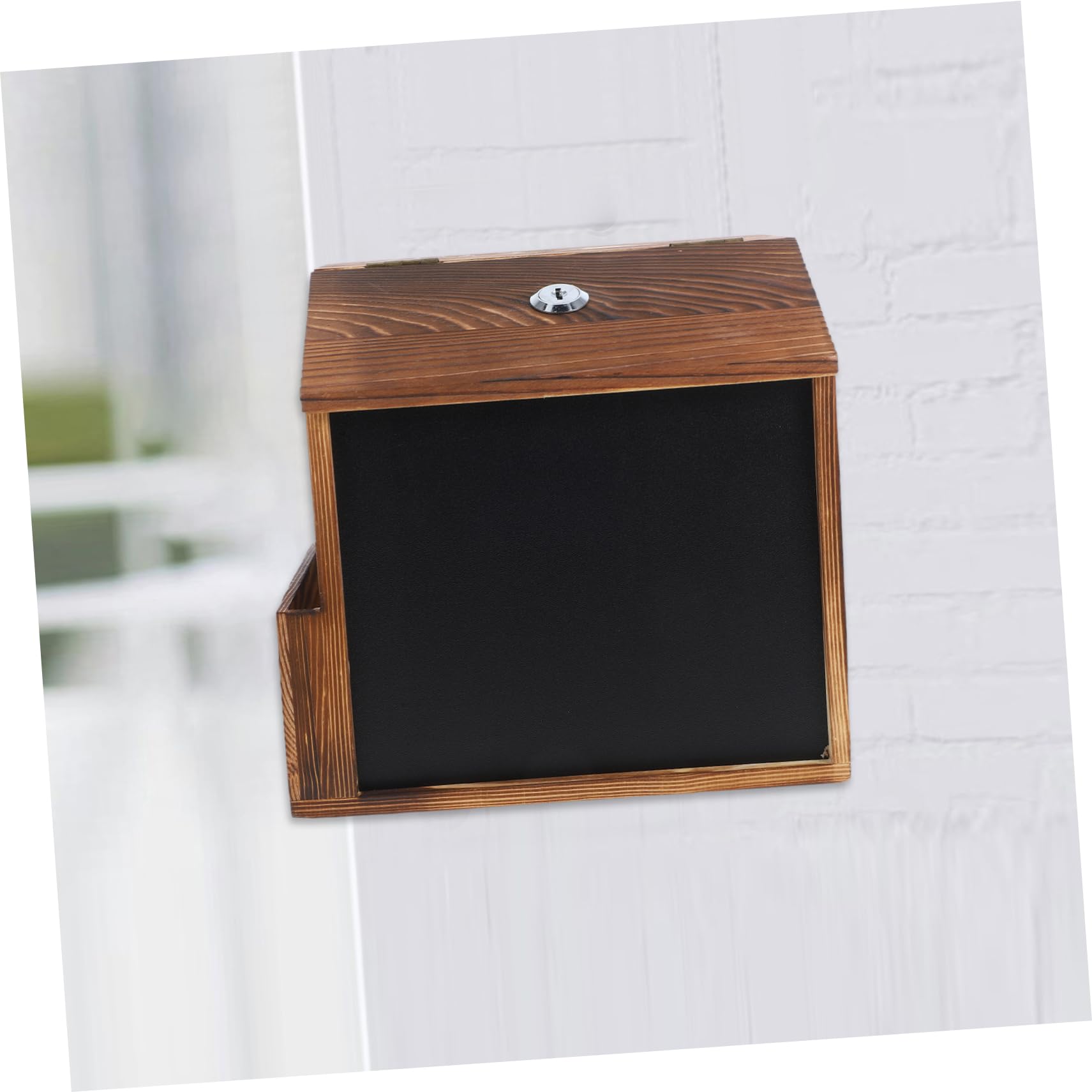 Sewroro Buzón de Sugerencias con Pizarra de Madera con Cerradura y Diseño para Montaje en Pared , Caja de Donaciones Segura Adecuado para Votación y Propinas en Restaurantes