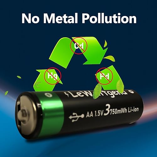 Miniatura 8 de Baterías de litio AA recargables de 1.5 V, batería AA de larga duración de 3750 mWh con salida de cable USB-C 4 en 1, baterías AA para juguetes de
