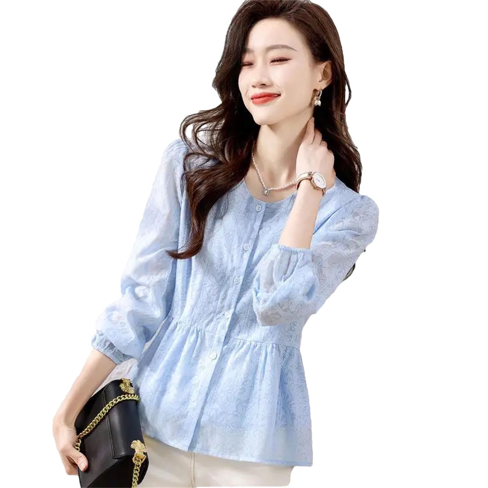 Blusas de primavera para mujer, elegantes, informales, de manga larga, para oficina, trabajo