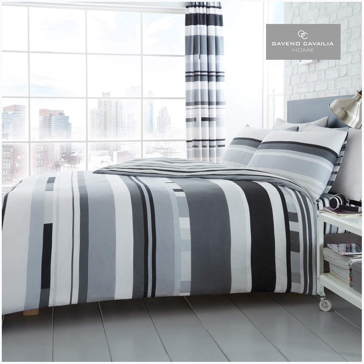 GC GAVENO CAVAILIA Printed Duvet Cover Sets, Stripe Quilt Covers, Soft & Cosy Reversible Bedding Single, Mono