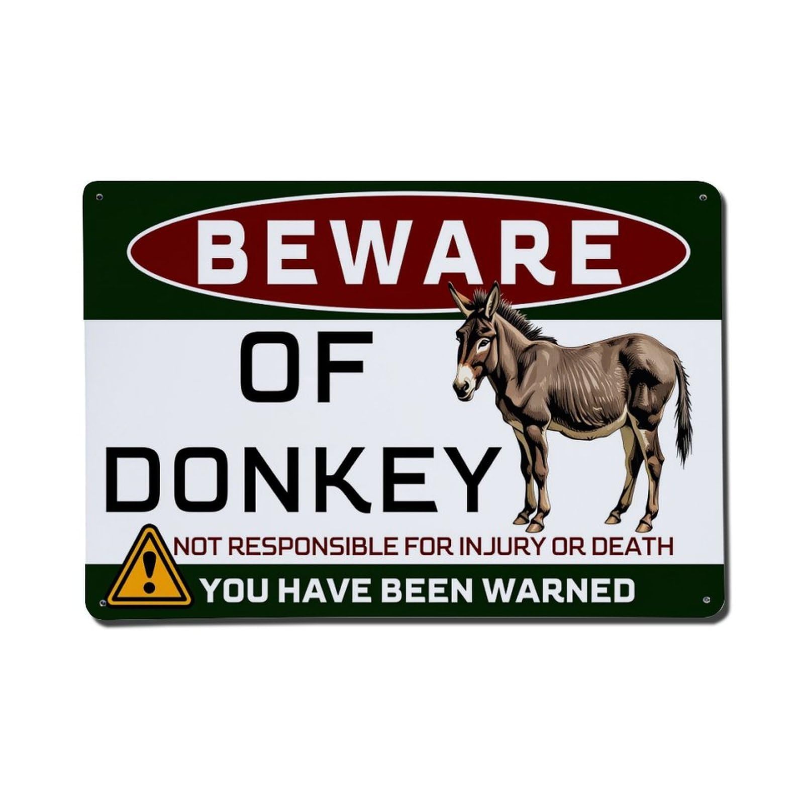 Beware Of Donkey Warning Sign Tin Sign Metal Poster Vintage Metal Signs for Home Man Cave Bar Cafe Kitchen laundry room Wall Decorations Gift 8x12Inch