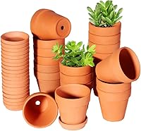 TKSCUSR 3 Inch Terracotta Pots with Saucers - 20 Pack Clay Succulent Cactus Pots, Drainage Holes for Plants, DIY Crafts, Wedding Favors