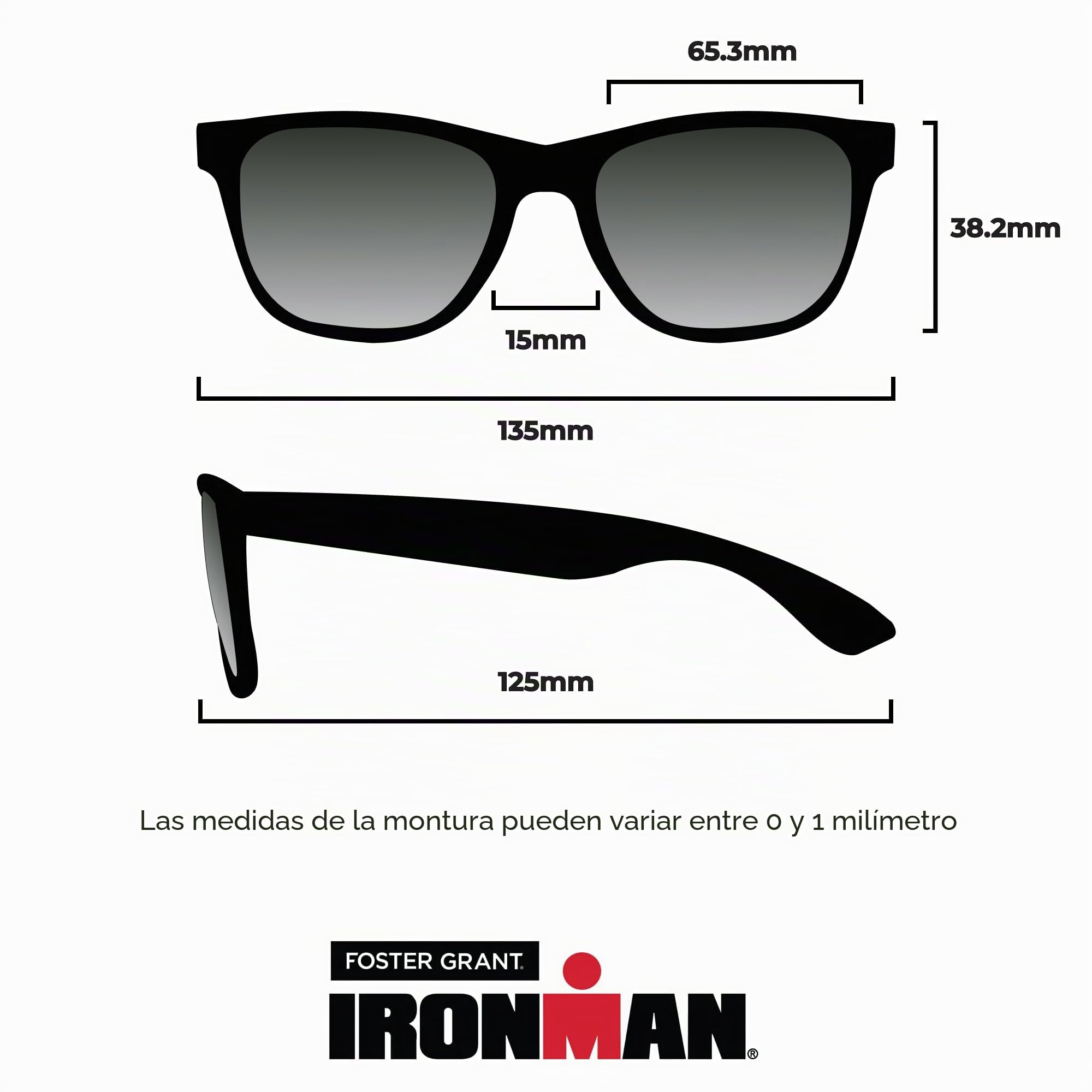 IRONMAN Relentless - Gafas de sol envolventes para hombre, color negro mate, 63 mm