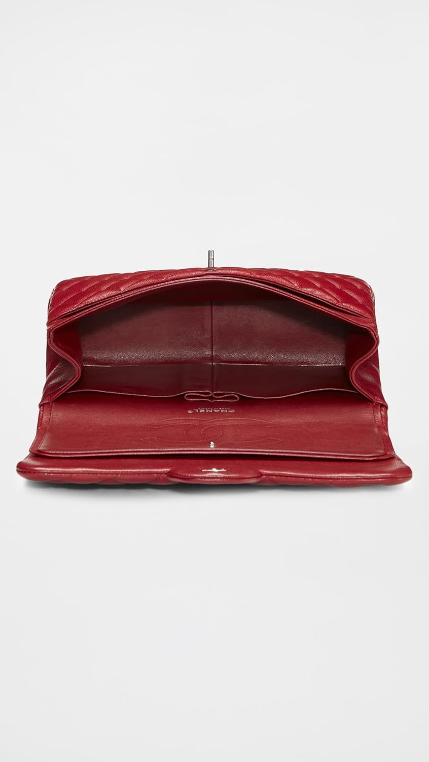 CHANEL Women's Pre-Loved Red Caviar New Classic Jumbo Flap Bag - Image 5