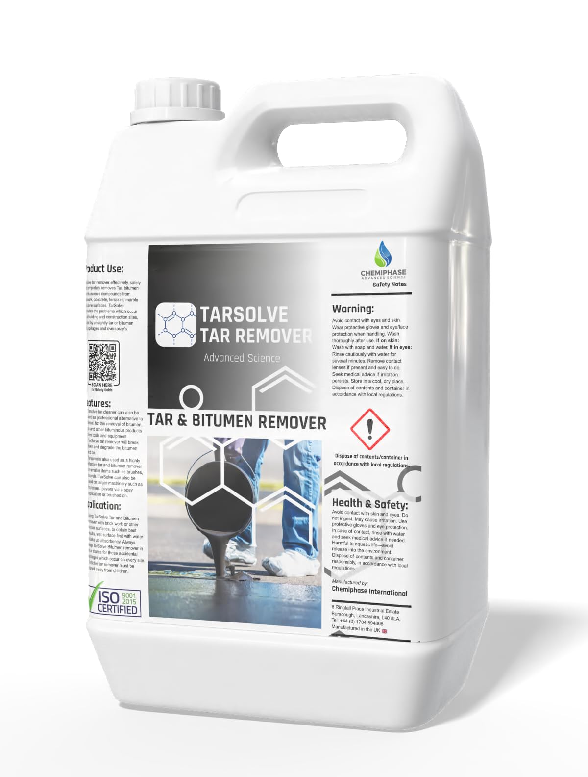 Tarsolve Bitumen Cleaner & Tar Remover – Heavy-Duty Asphalt, Tar & Glue Remover – Effective for Concrete, Stone, Metal & Equipment – Fast-Acting, Safe, Industrial-Grade Solution 5 Litres