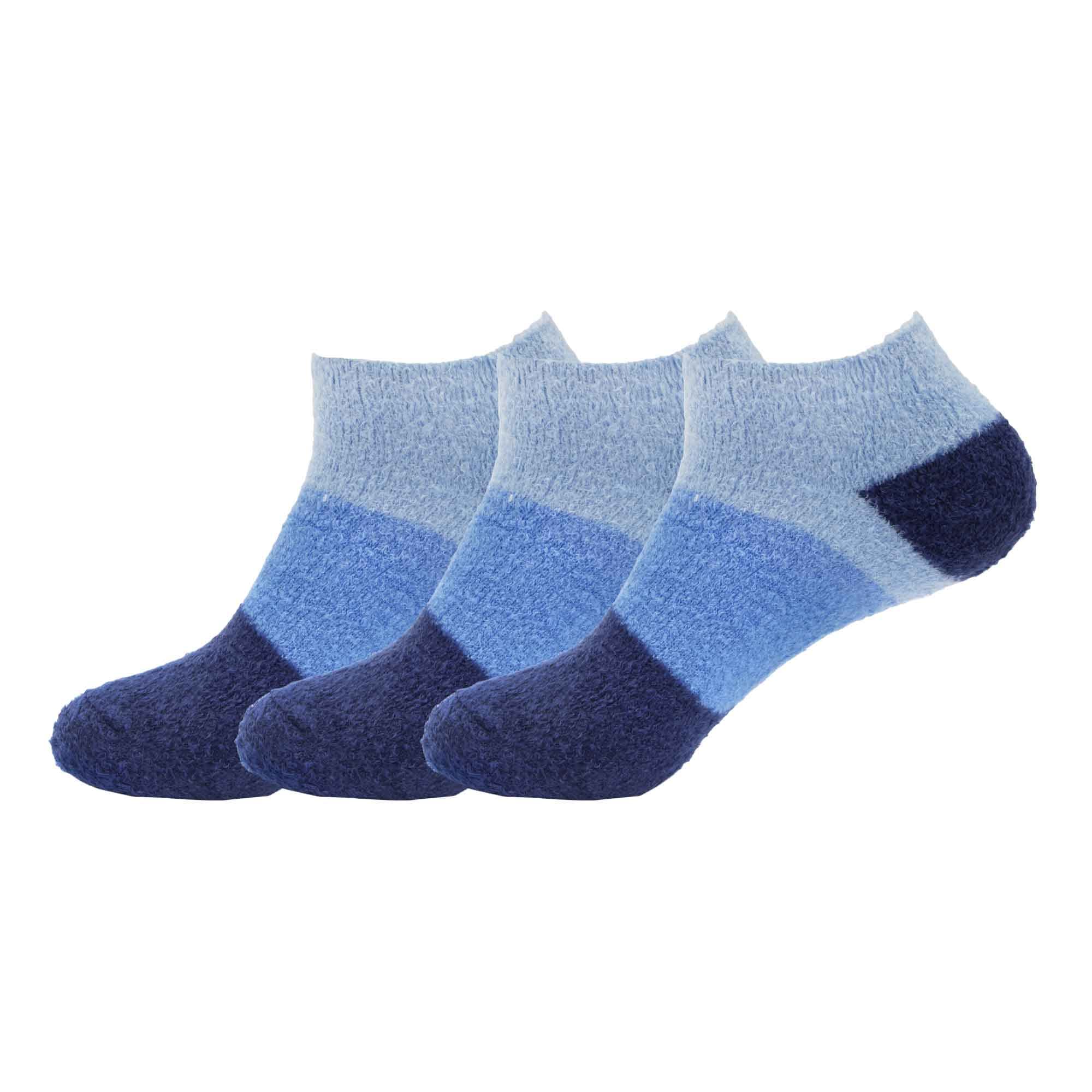 BambooMN Women's Super Soft Aloe Infused Fuzzy Nylon Spa Socks - Size 4-8 - Navy - 3 Pairs