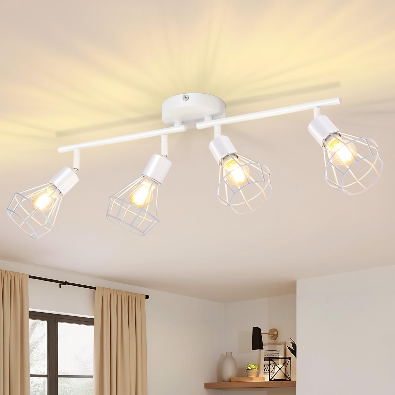 Eglo Ceiling Light Fixture Segovia, Industrial Design Ceiling Lamp With 3 Orientable Spot Lights Spotlight Bar Made Of Black Metal And Wood E27 Socket Medium  720868906 - View #11