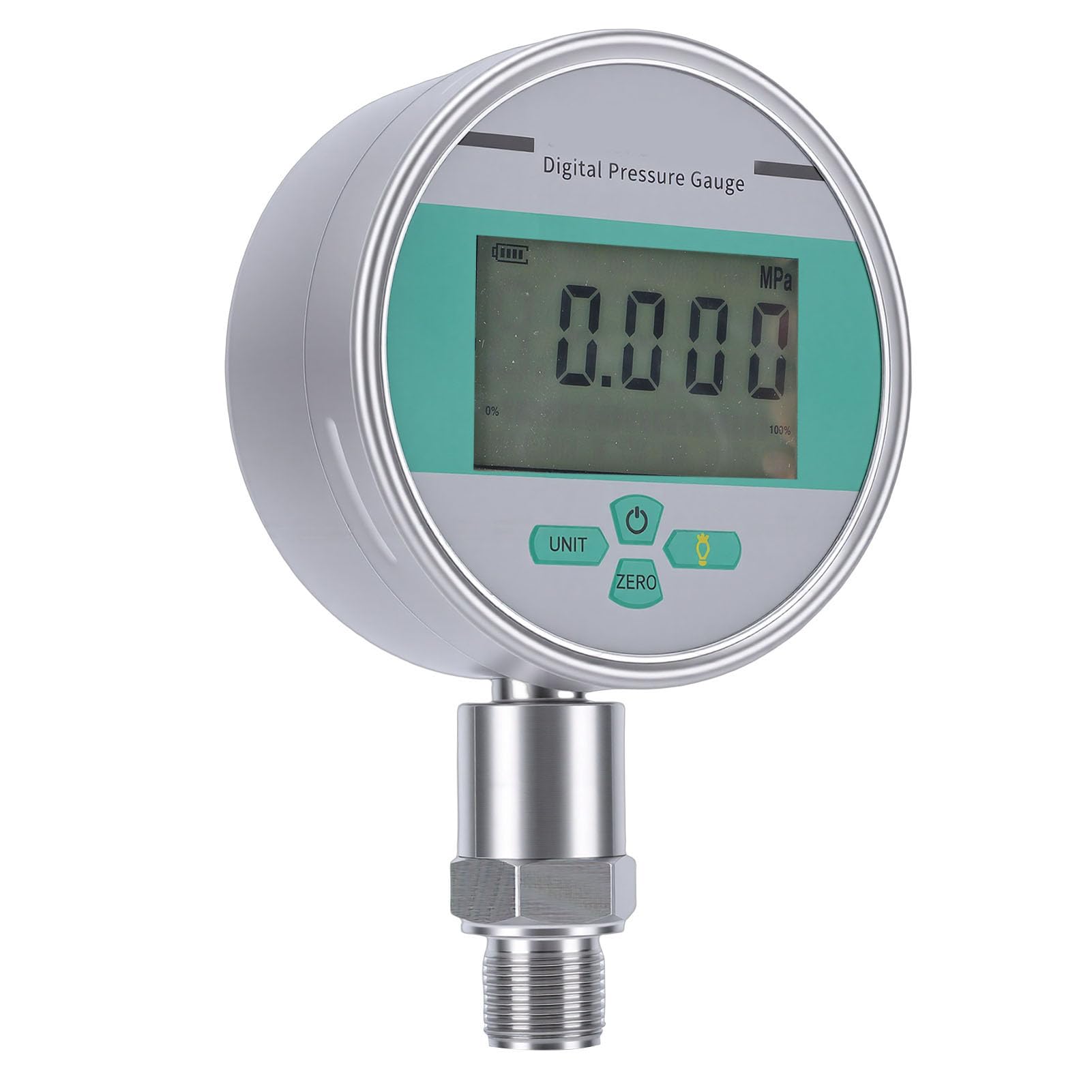 banapoy Manómetro Digital, Manómetro de Agua M20x1,5 con Esfera de 4 Pulgadas, Industrial con Pantalla LCD Retroiluminada, IP65 para Aire, Agua, Aceite, Maquinaria de Construcción