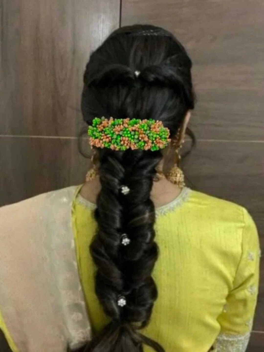 Artificial flower for hair veni gajra brooch bridal accessories (Green) (B0CXXXY21L) Amazon Price History, Amazon Price Tracker