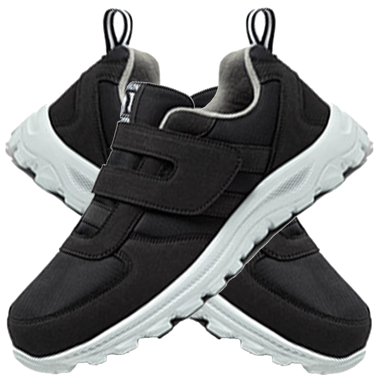 Scarpe Ginnastica a Strappo Larghe per Diabetici in Memory Foam Anziani Scarpa Ortopedica Made in Italy Plantare Estraibile Chiusura a Strappo,Men Black,35/225mm