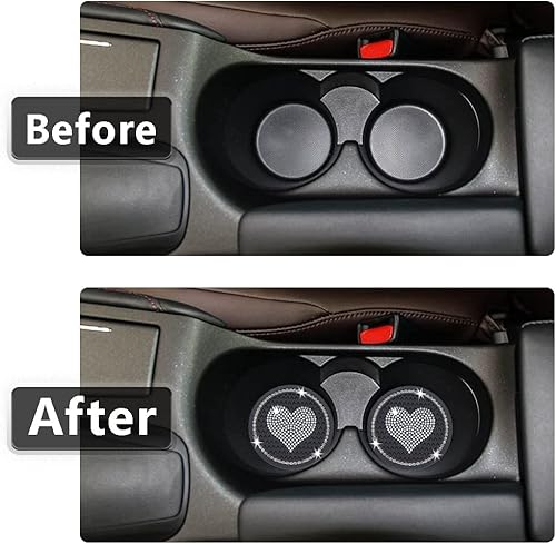 Miniatura 4 de Posavasos de automóvil para portavasos de automóvil, de 2.75 pulgadas, de silicona, antideslizante, con diamantes de imitación, lindo tapete para