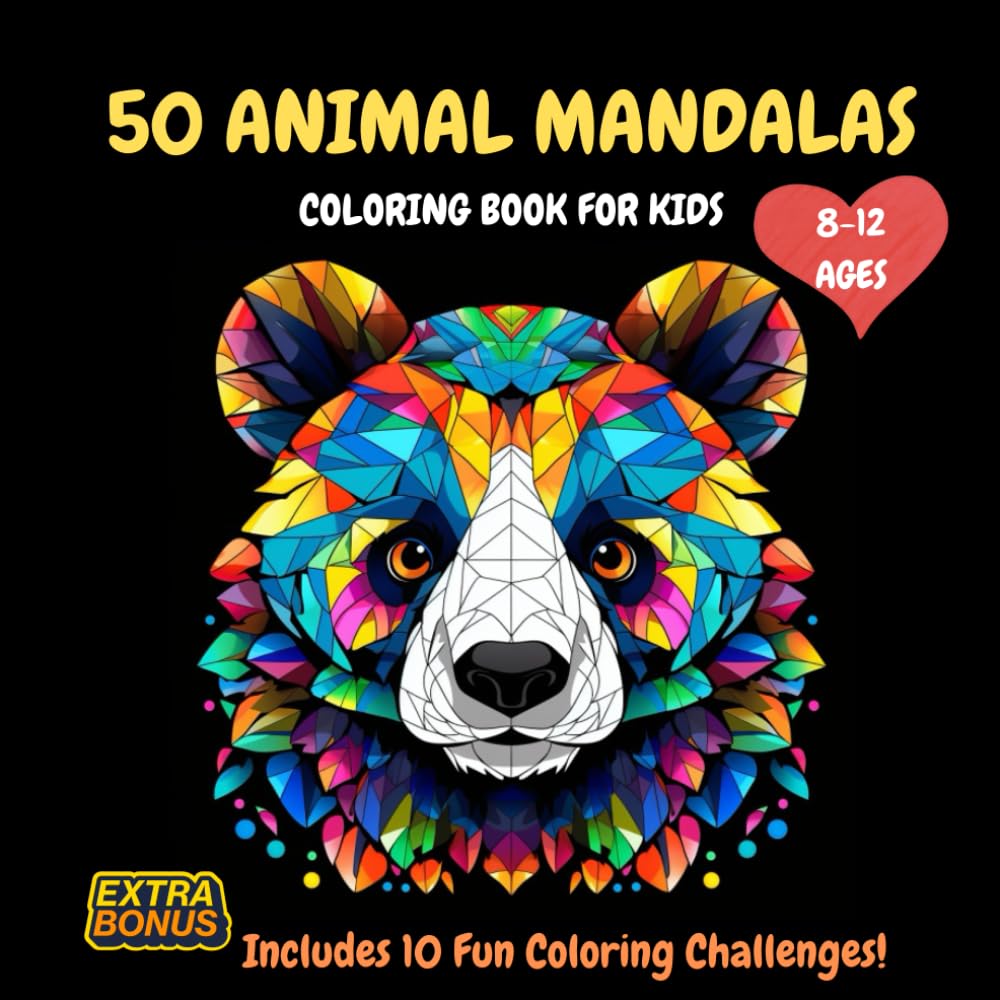 ANIMAL MANDALAS, coloring book for kids: 50 beautiful mandalas to relax your kids