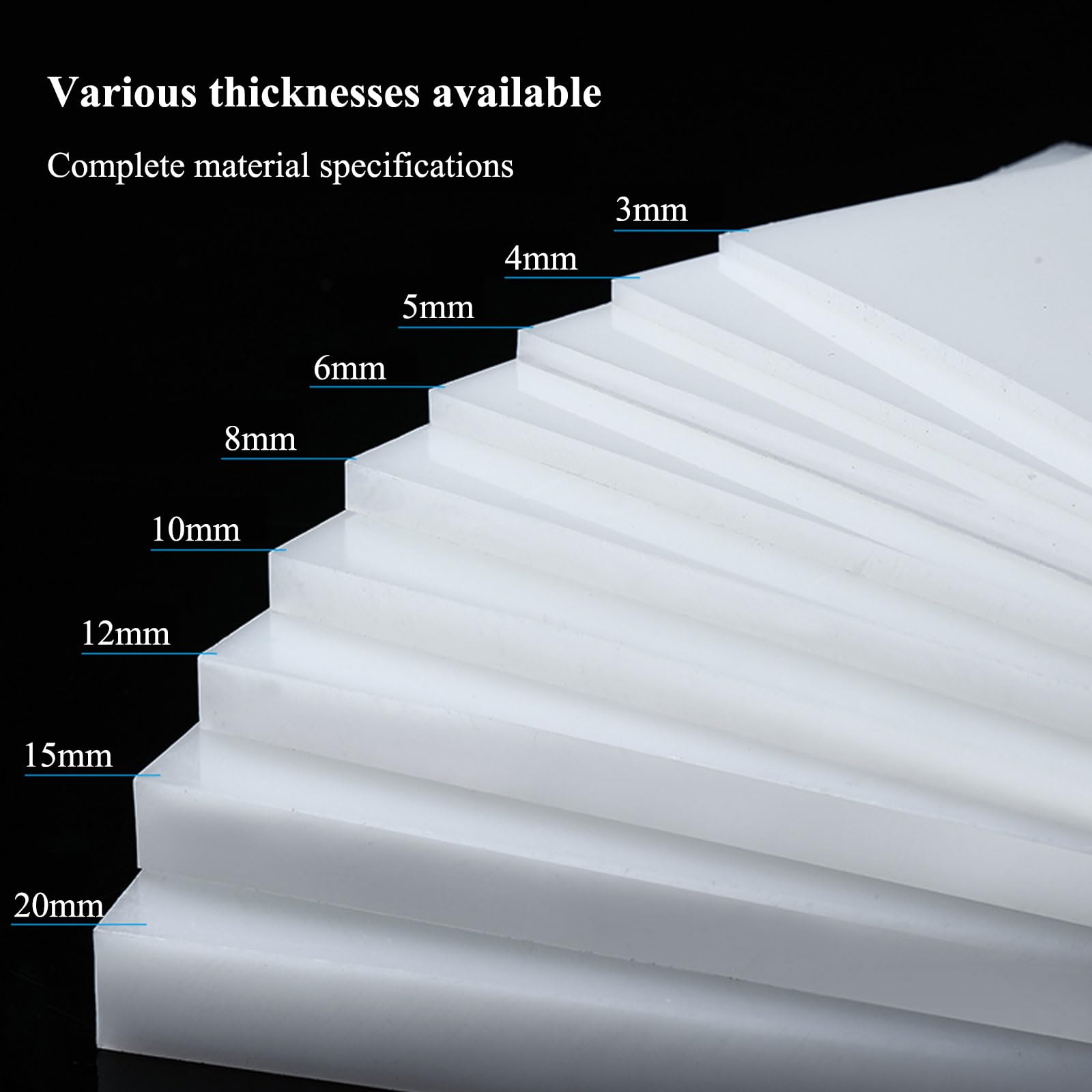 4 láminas de polipropileno blanco: láminas de plástico PP duraderas for bricolaje, mecanizado y uso industrial.(100x200x4mm)